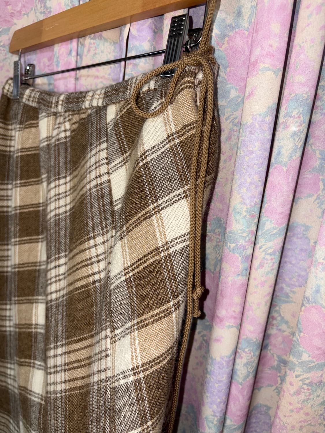 베이지 체크 울 스커트 상품이미지6