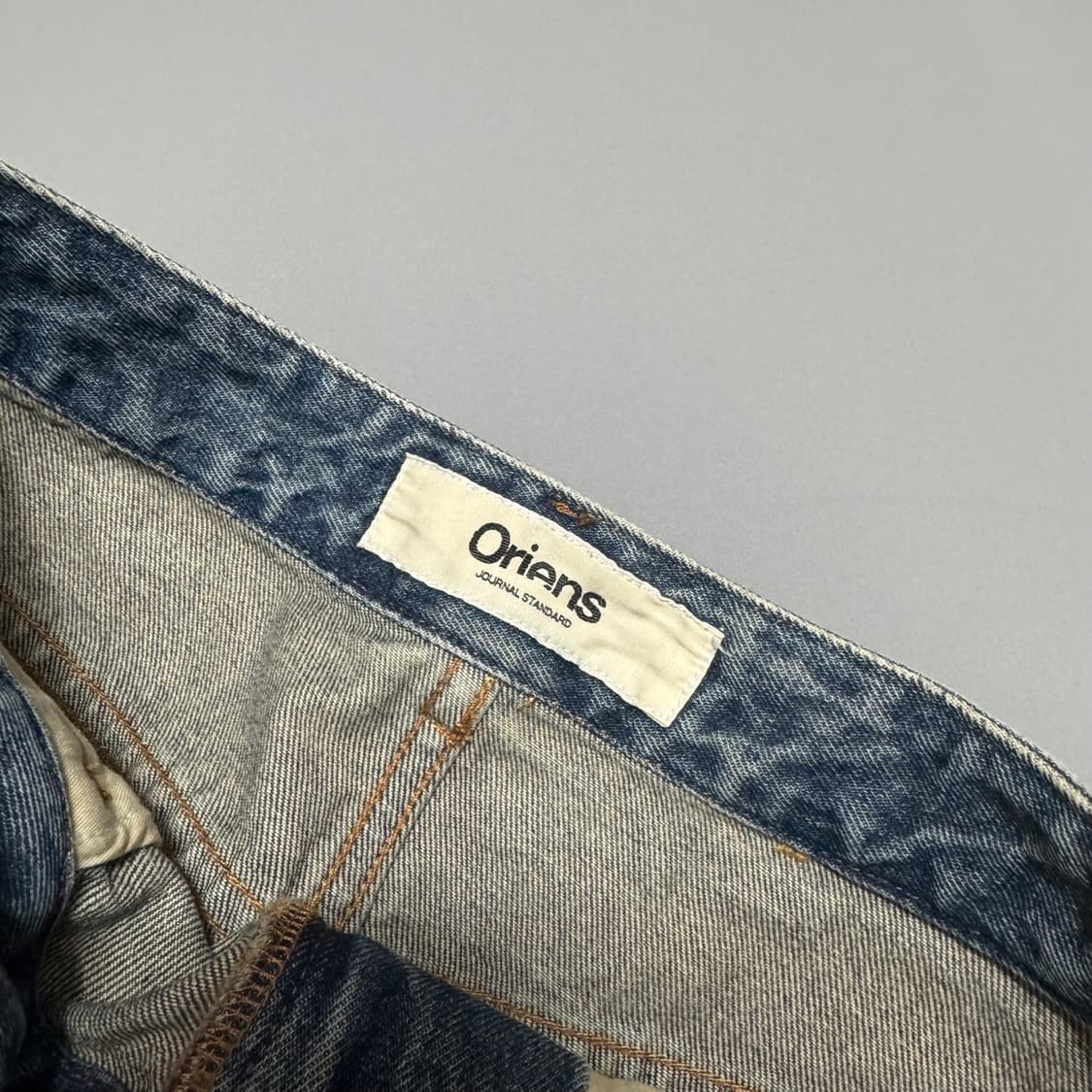 Oriens by 저널스탠다드 라이트블루 데미지 더블니 데님 롱 스커트 상품이미지3