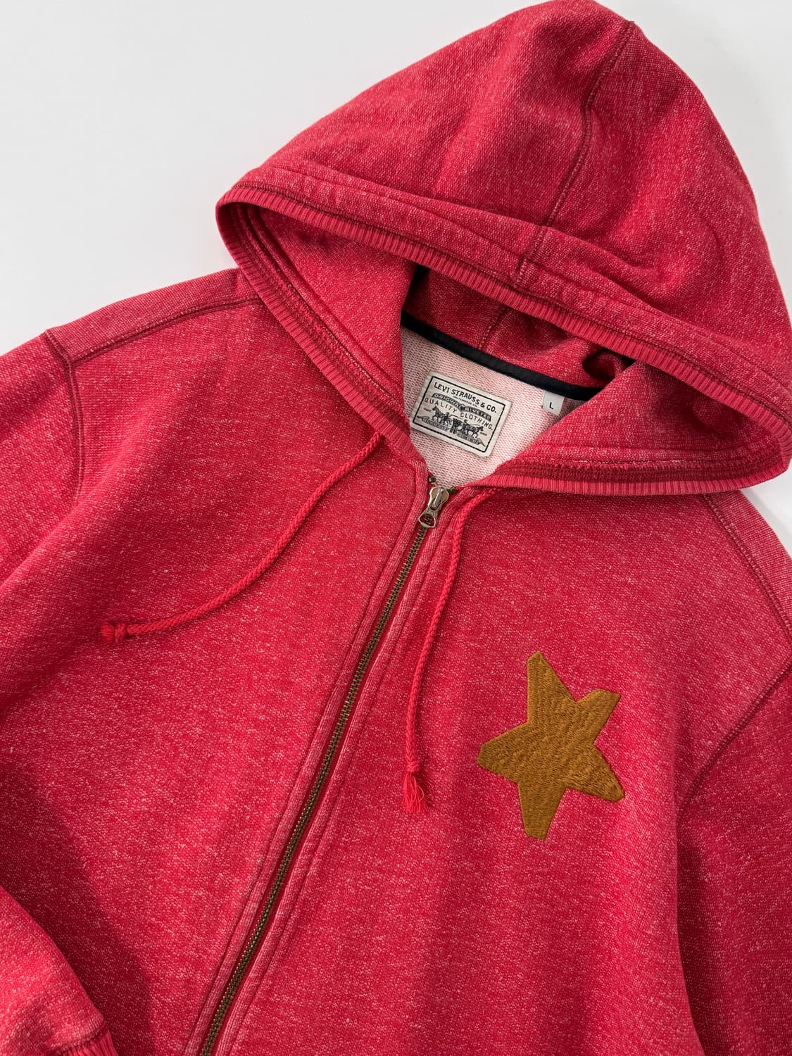 리바이스 00‘s 루즈핏 스타로고 멜란지 레드 스웻 후드집업 상품이미지3