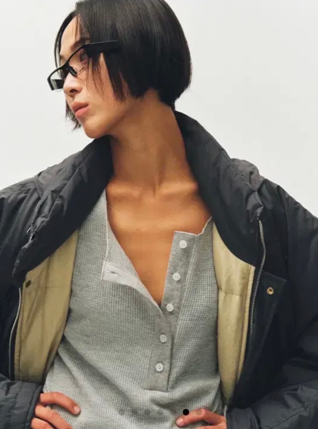 플리즈프로젝트 와플 헨리 롱슬리브 그레이 LONGSLEEVE 상품이미지1