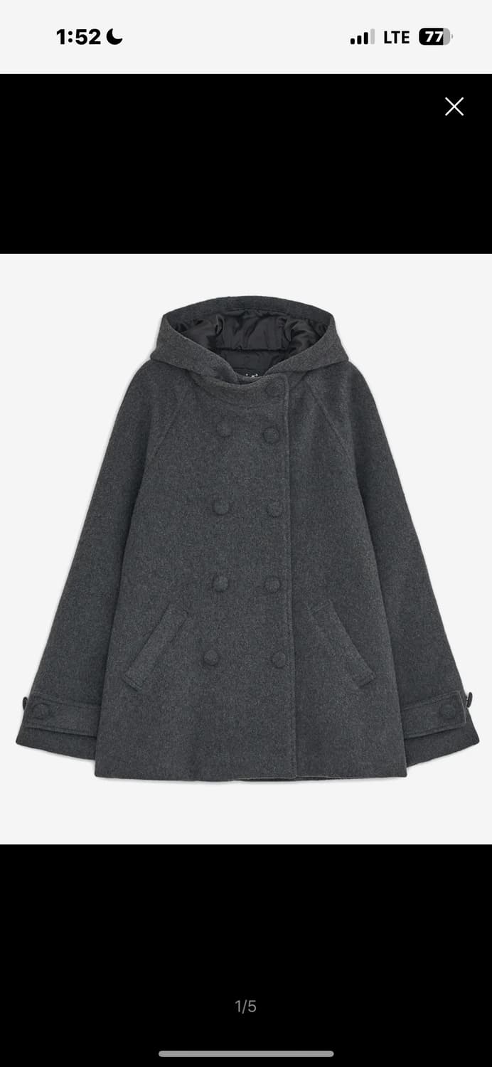 허그유어스킨 후디드 하프 코트 그레이 상품이미지1