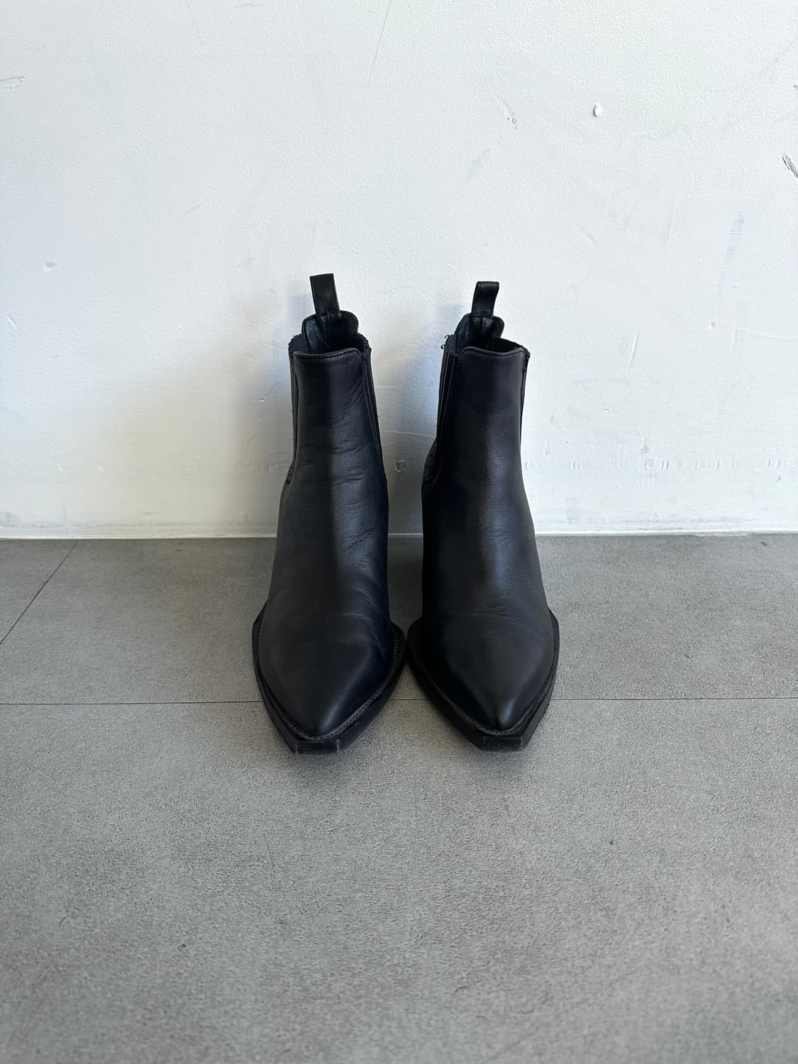 저스트 카발리 스퀘어토 블랙 레더 앵클부츠 상품이미지2