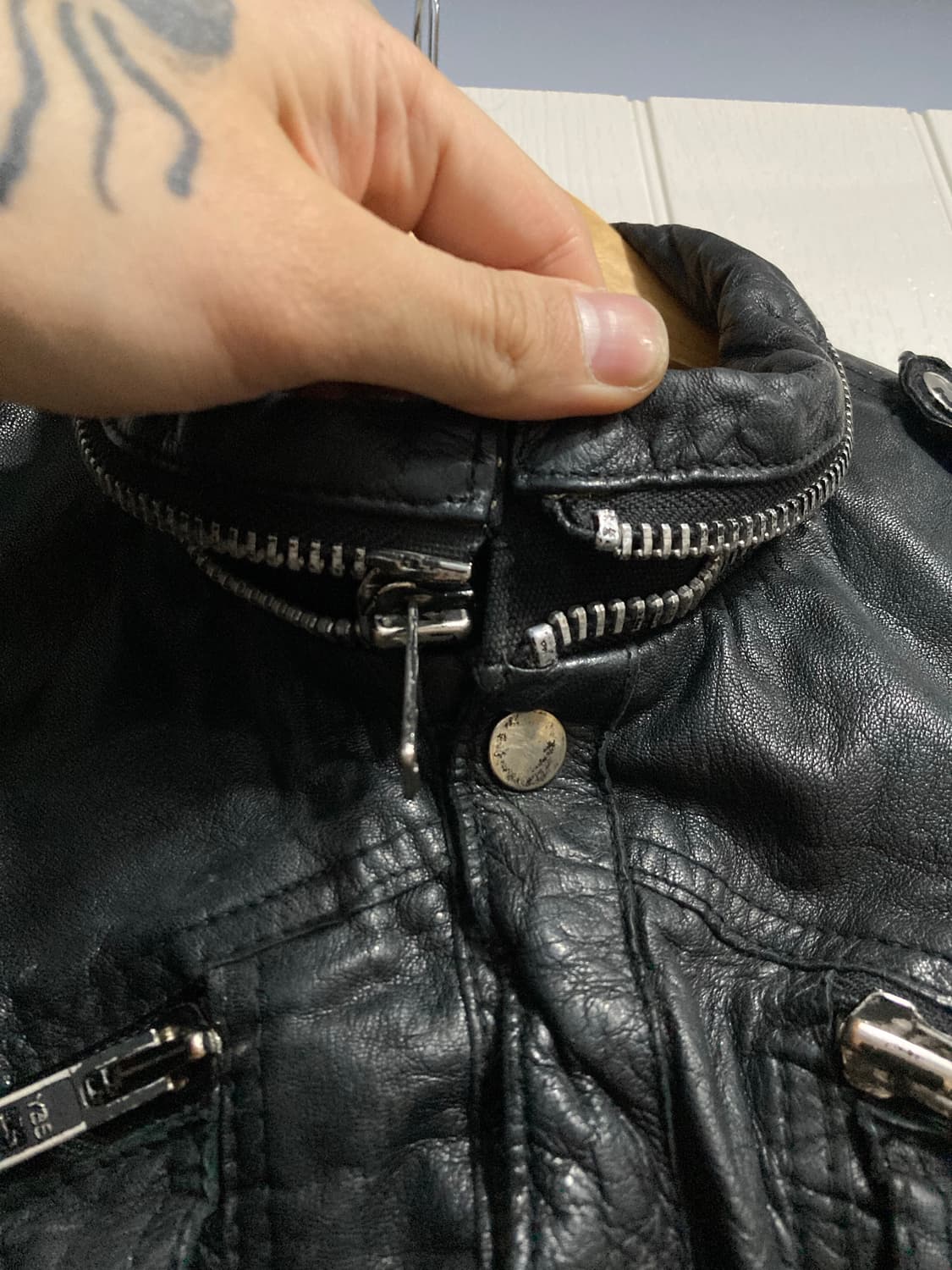 올세인츠 레더 셔츠 상품이미지3