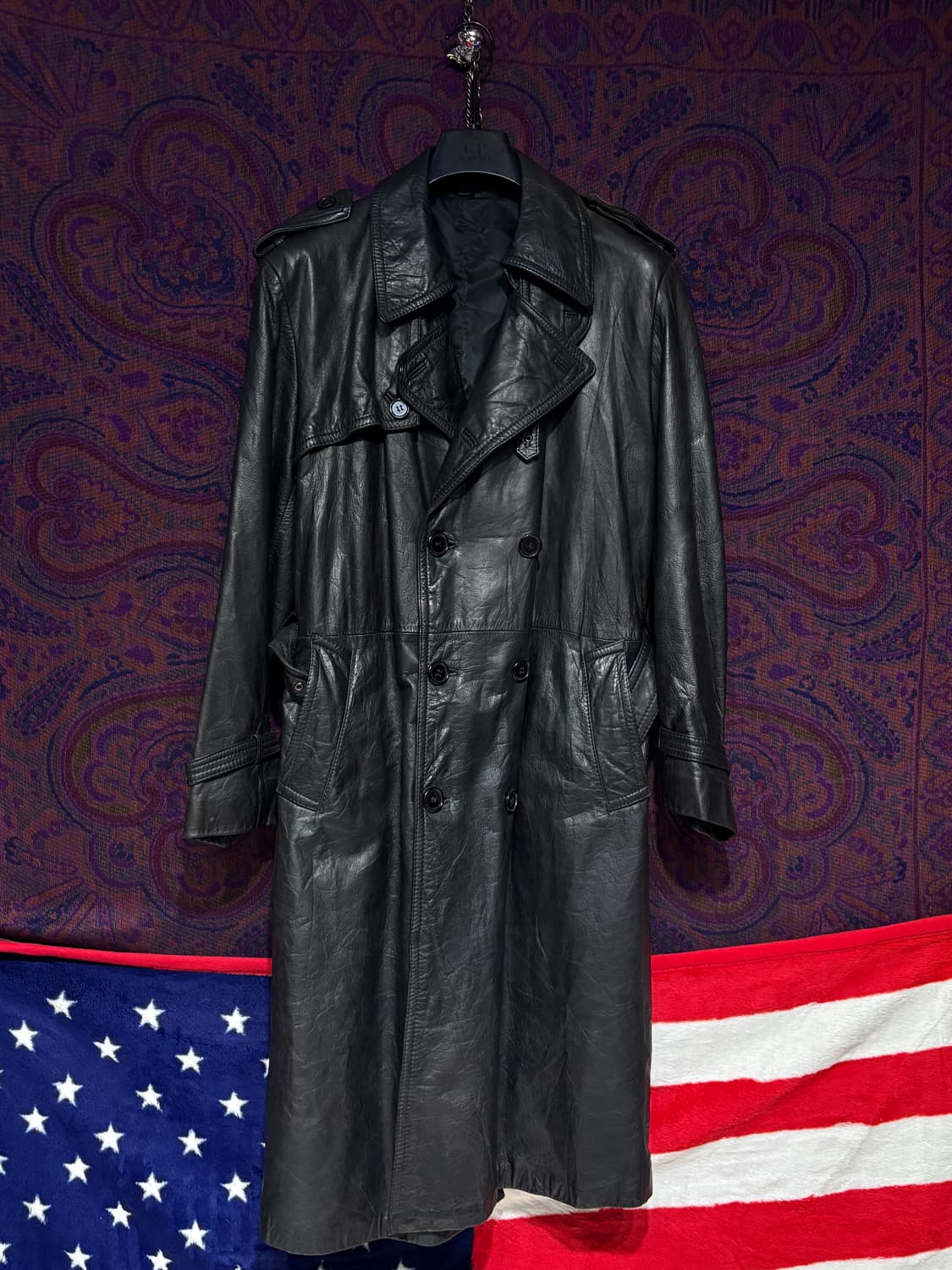 일본 더블 트렌치 레더 코트 상품이미지1