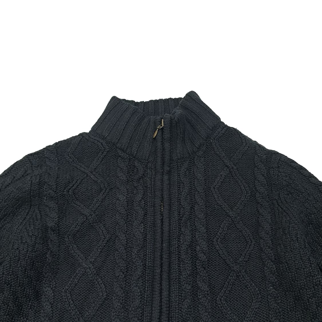 CL129 L 엘엘빈 90s 피셔맨 케이블 패턴 하이넥 풀 집업 니트 상품이미지2