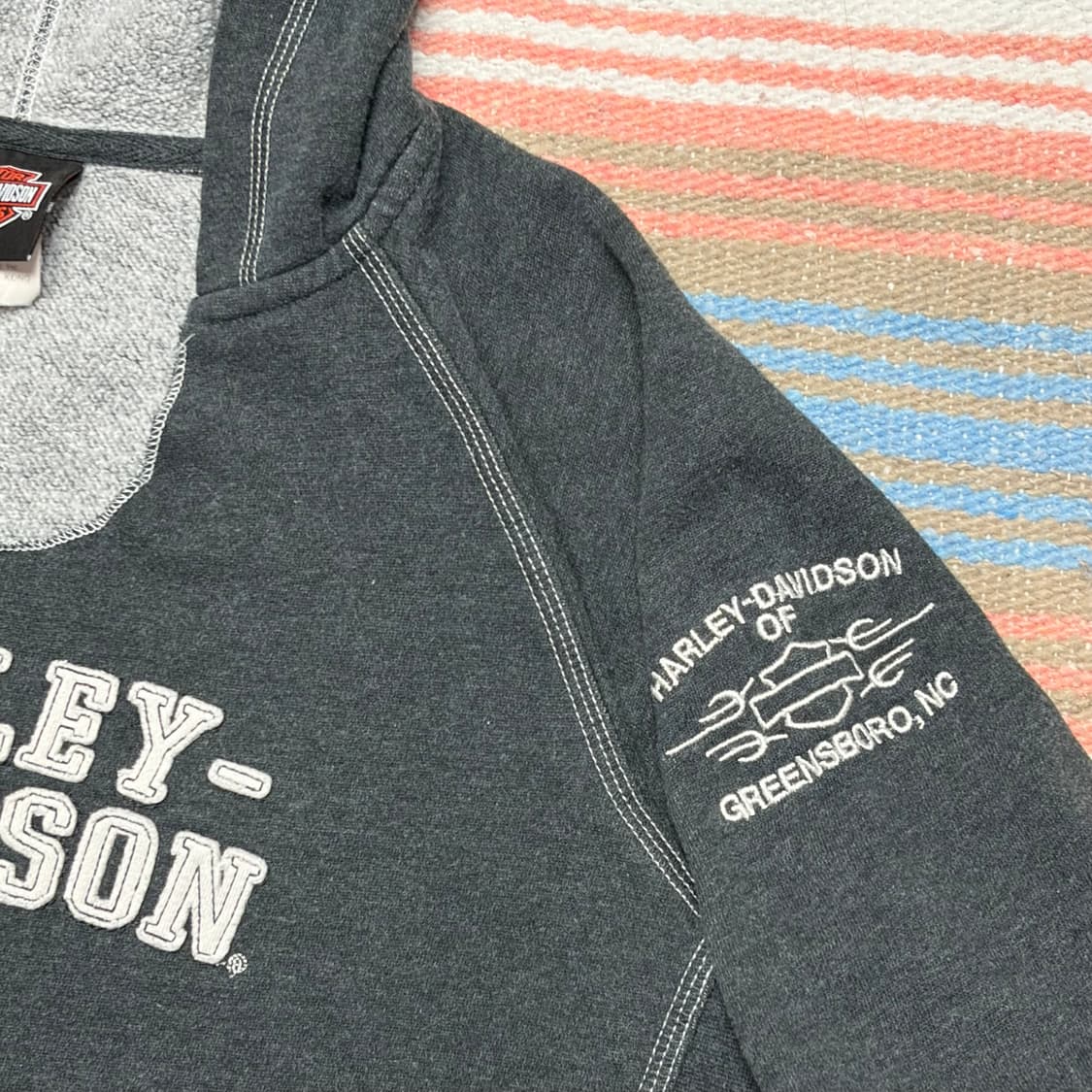 00s 미국 빈티지 할리데이비슨 빅로고 후드티 후드집업 상품이미지6