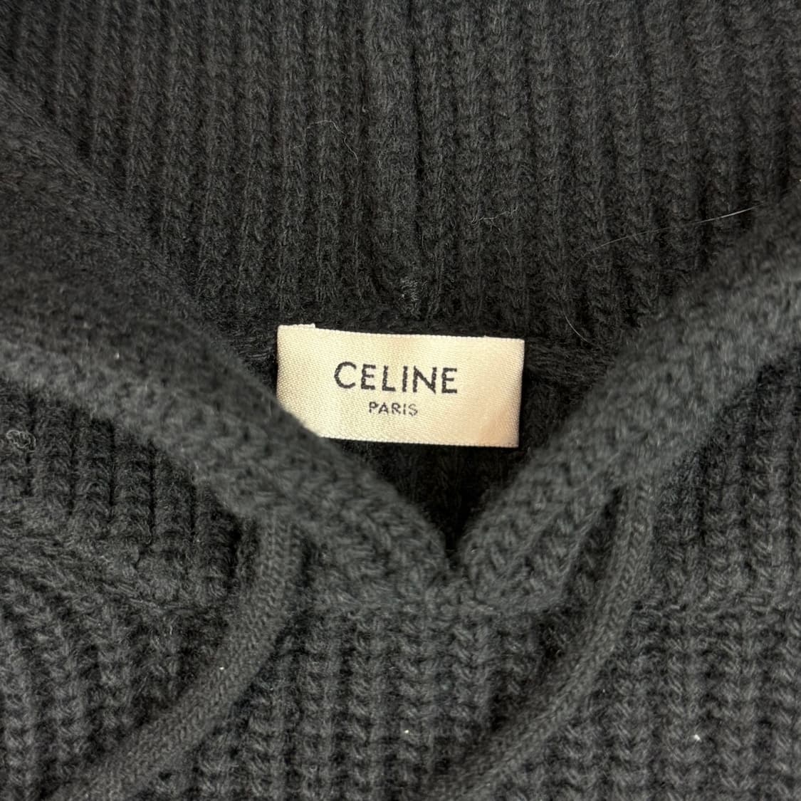 [정품] 셀린느 리브드 울 레더 로고 니트 후드 (XL) 상품이미지4