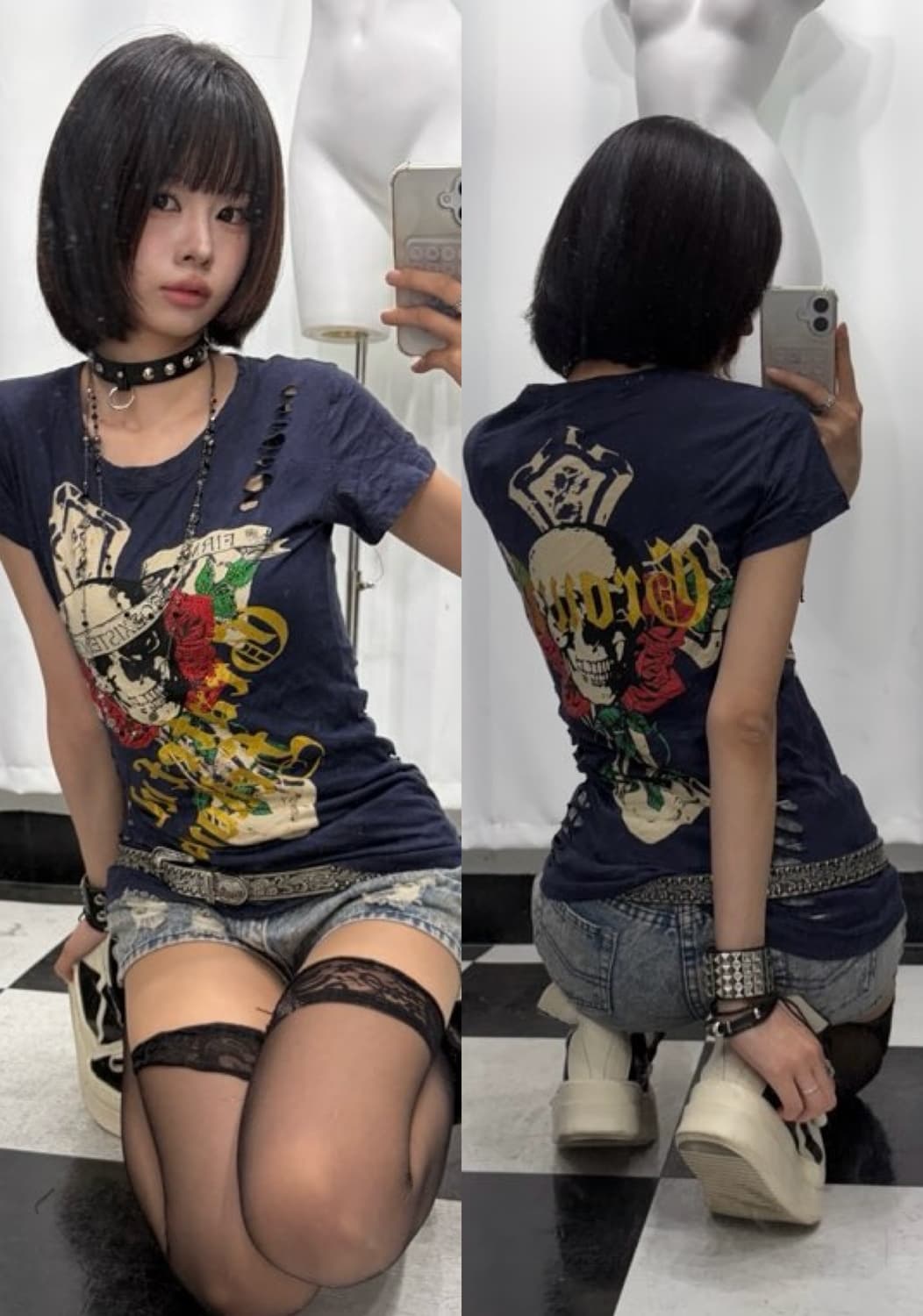 🎸네이비 프린팅 티셔츠🎸 상품이미지1