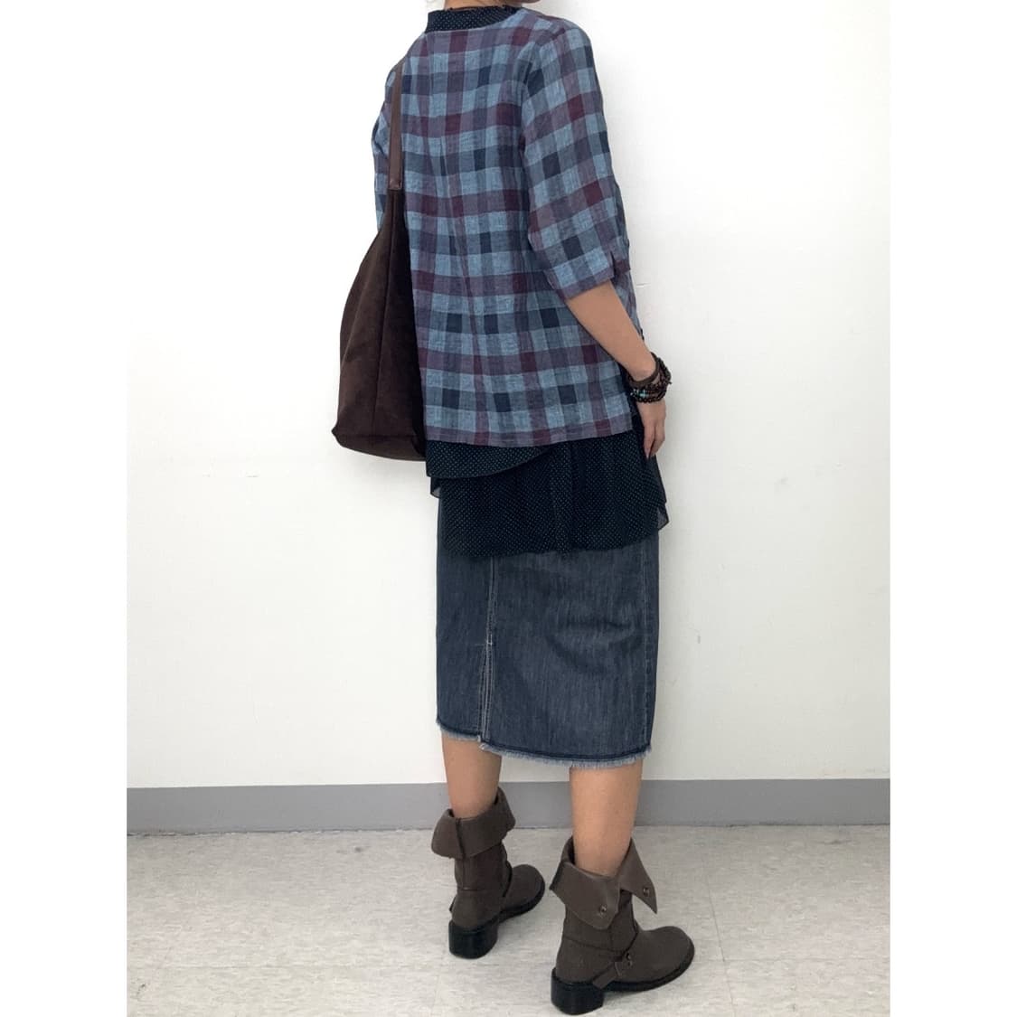 빈티지 중청 데님 미디 스커트 상품이미지3