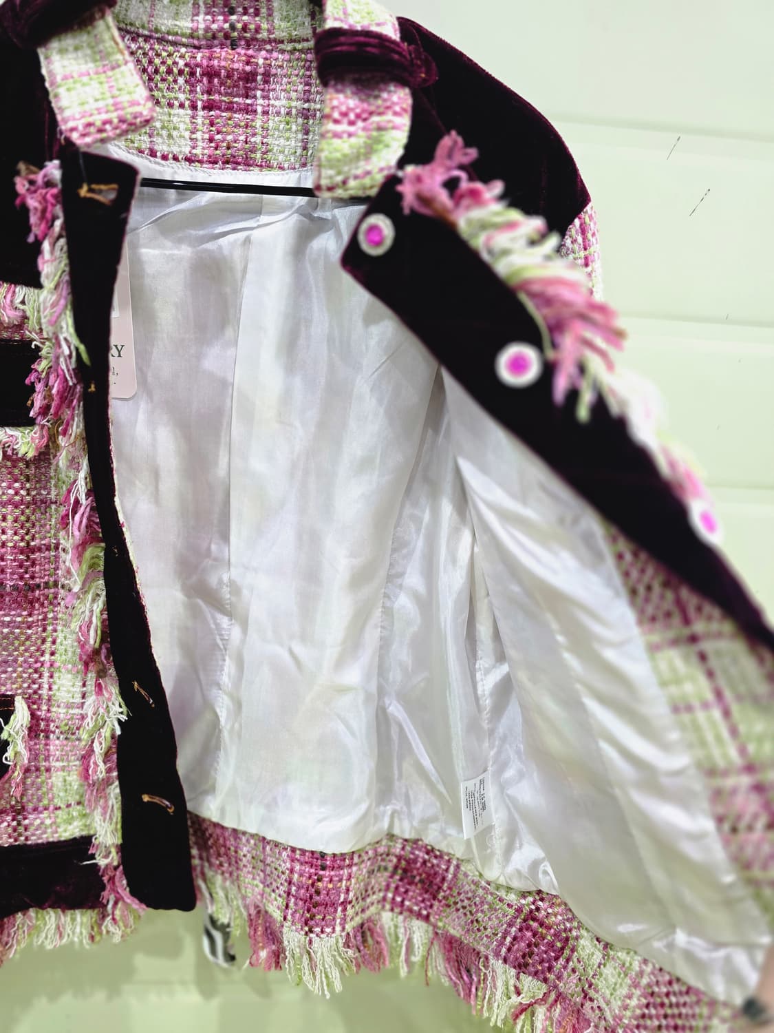 트위드 벨벳 배색 자켓 상품이미지3