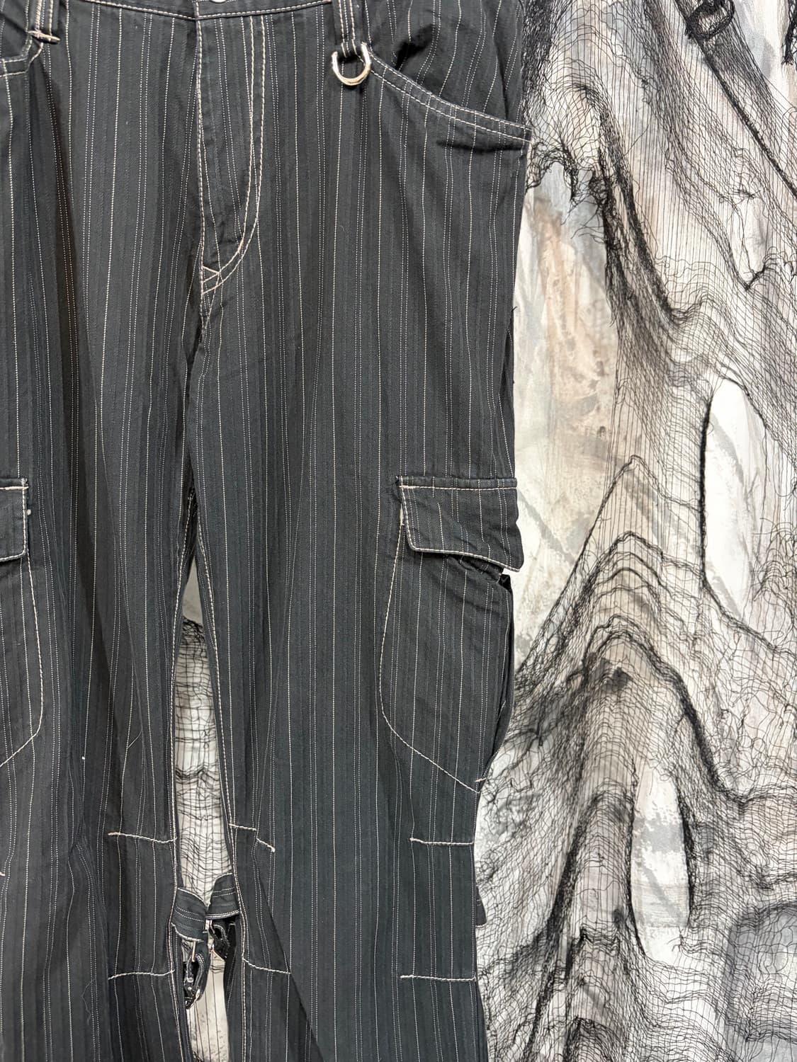 Y2K punk Stripe eyelet cargo pants 상품이미지5