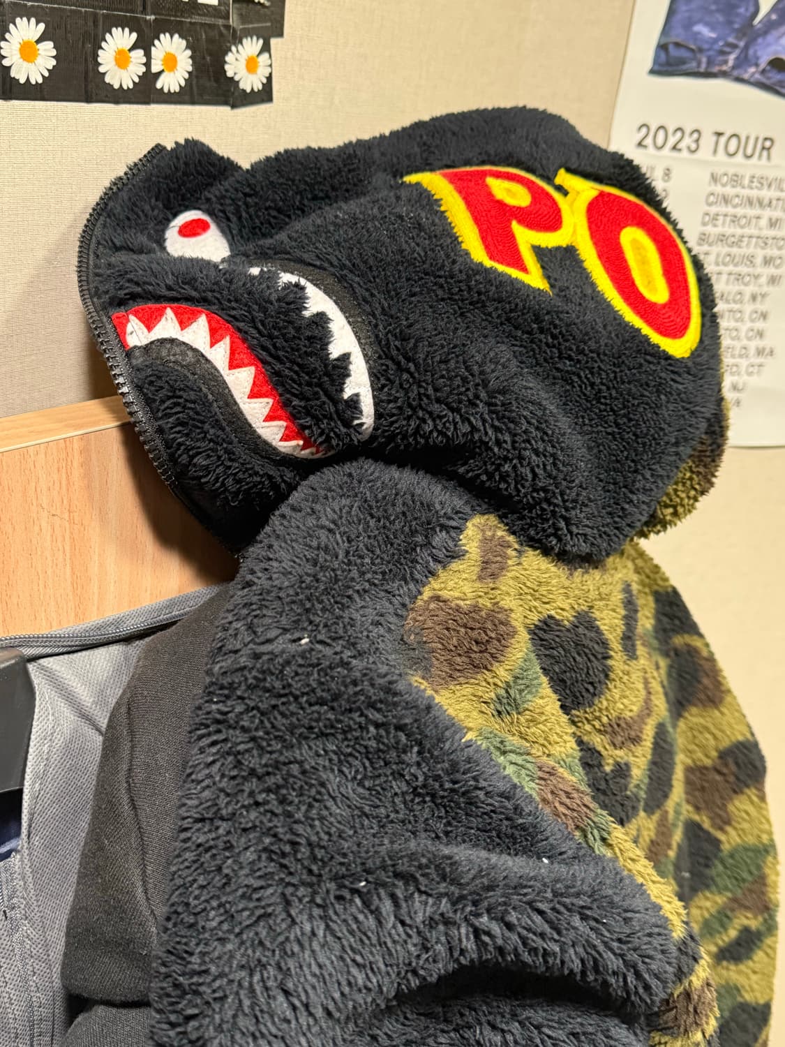 [L] 베이프 샤크후드집업 블랙 카모 보아 후리스  상품이미지3