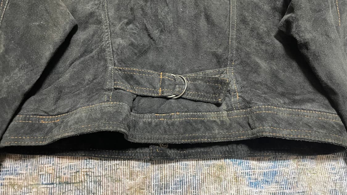 JPN 90s~00s 일본 빈티지 Y2K 천연 스웨이드 가죽 트러커 자켓 상품이미지7