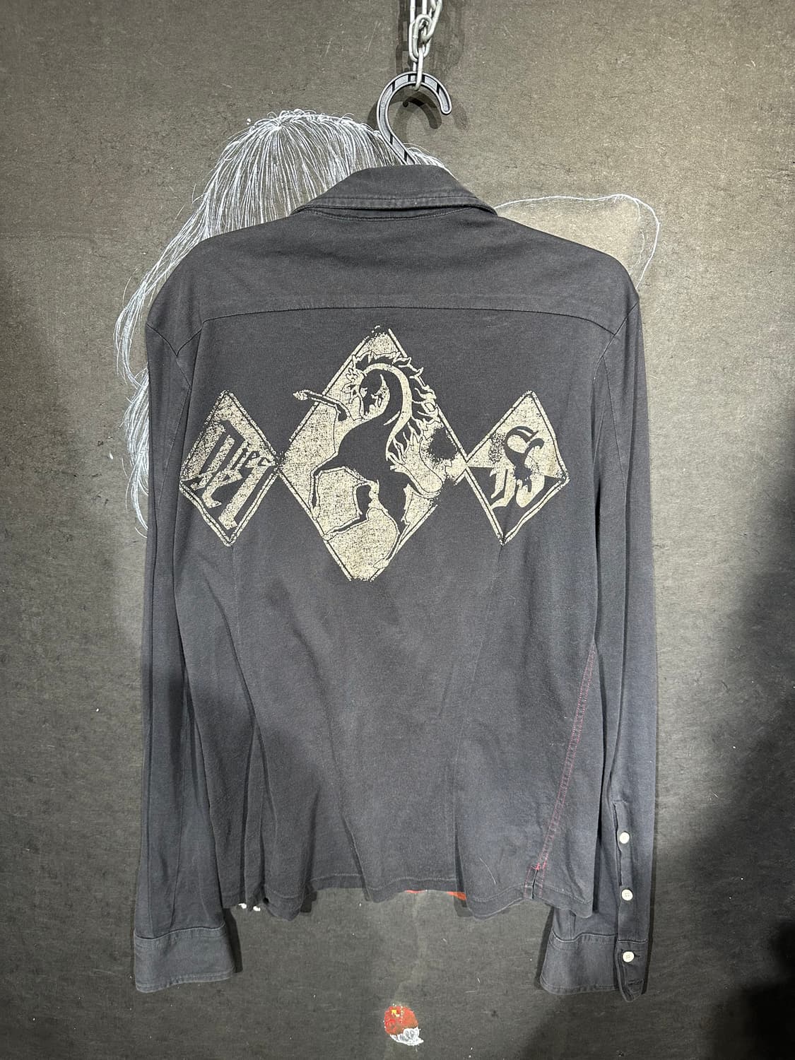 디젤 고딕 블랙 웨스턴 프린팅 셔츠 자켓 L 상품이미지9