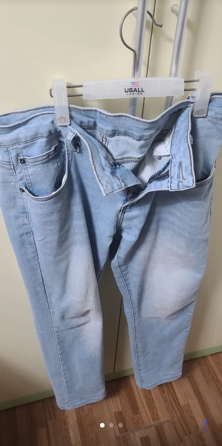 스키니진 연청 흰 찢 바지 2+1 (벨트포함) 상품이미지2