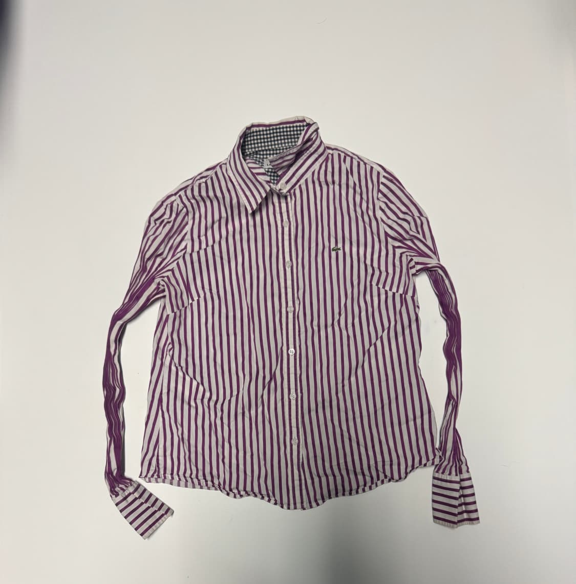 여성 라코스테 스트라이프 블라우스 셔츠 퍼플 상품이미지1