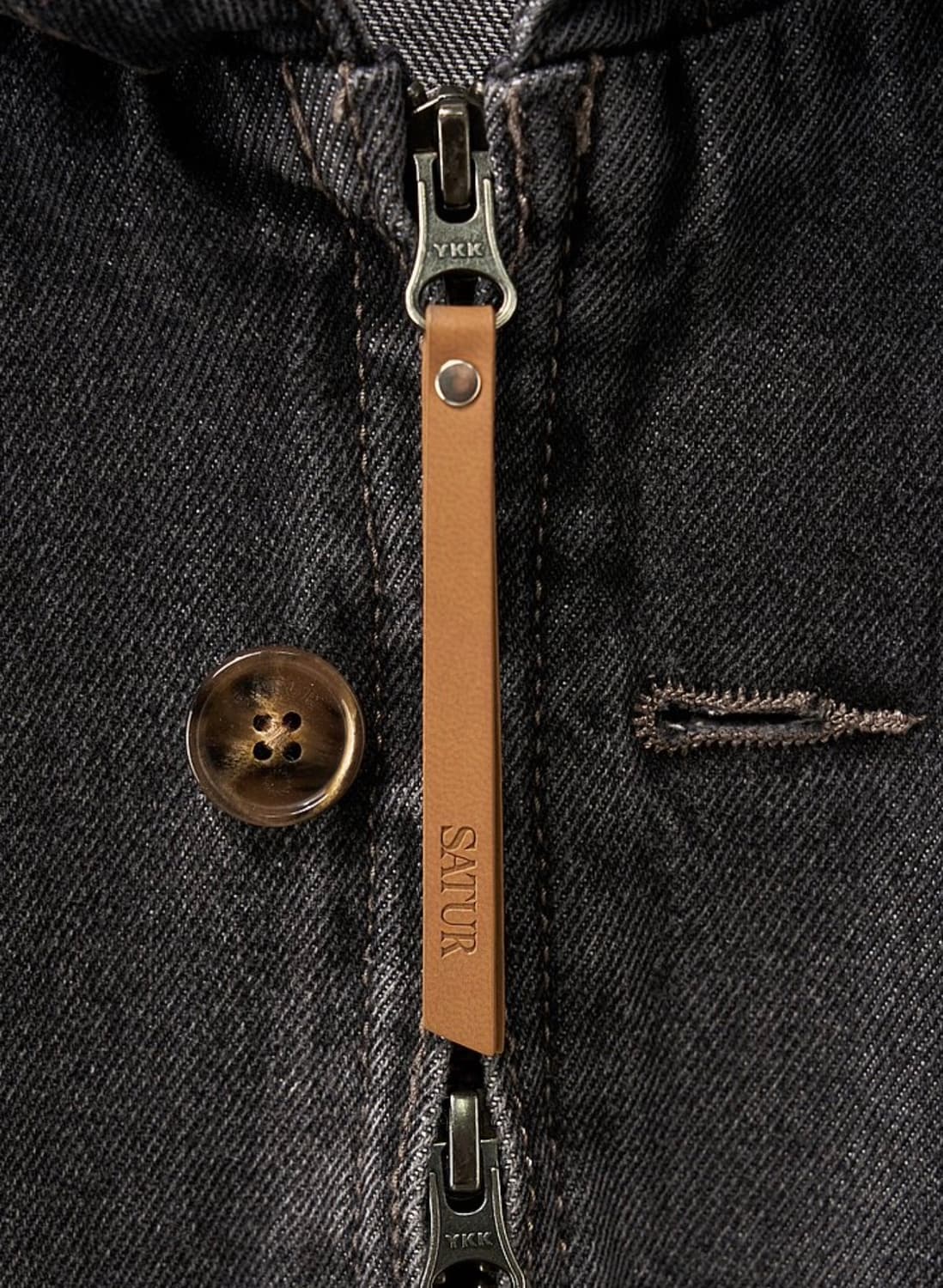 SATUR 테오 데님 블루종 후드 자켓 차콜  xxl 새상품 상품이미지4