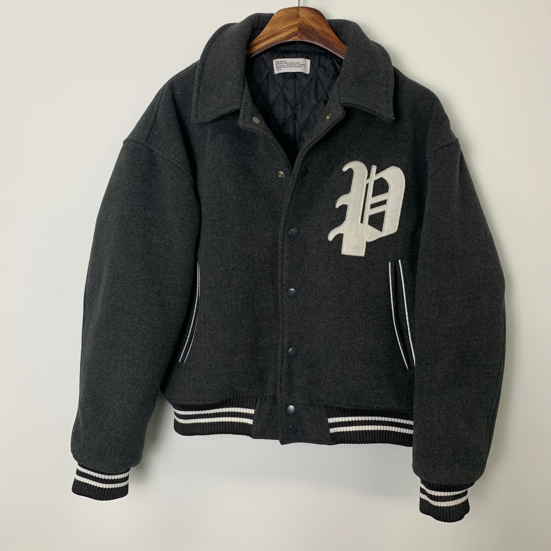 파르티멘토 모직 바시티 자켓 차콜 상품이미지2