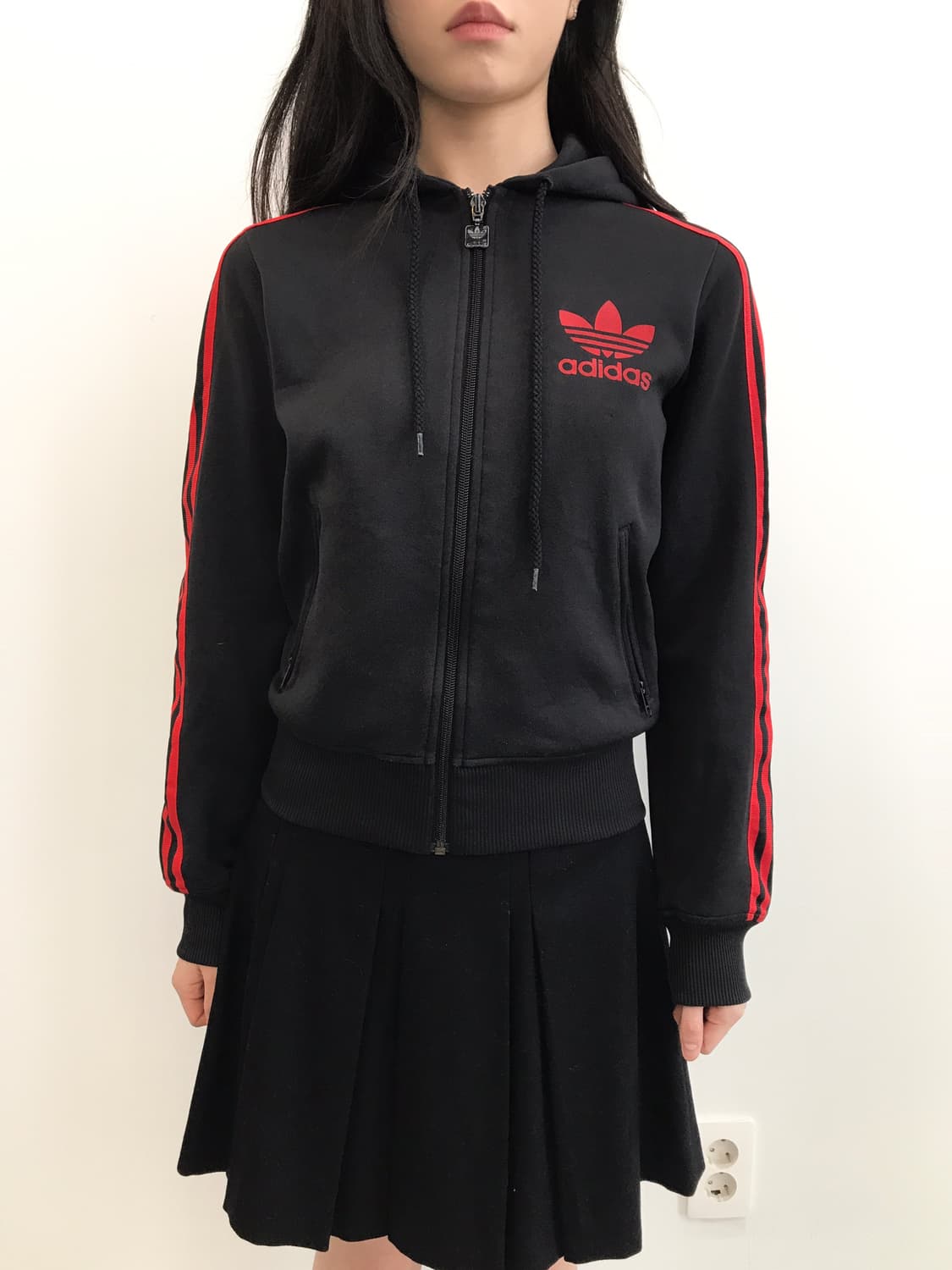 Adidas Black Red Hooded Track Top Jacket 상품이미지3
