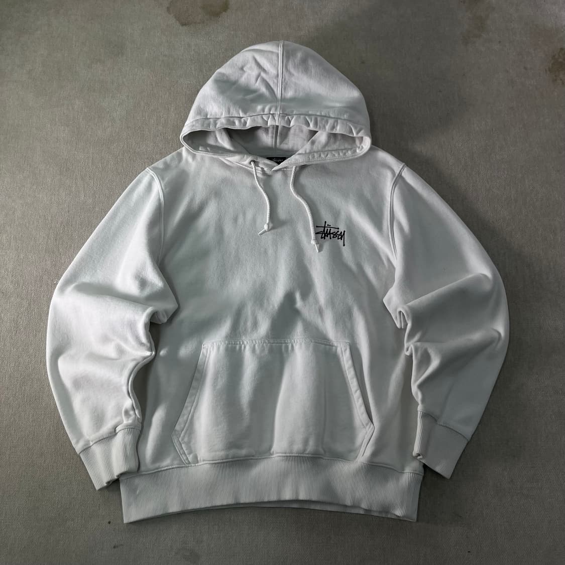 100 스투시 베이직 로고 화이트 후드티 상품이미지2