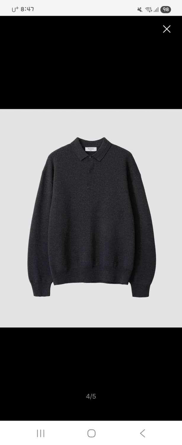 후브스 하이드 버튼 카라 니트 차콜 상품이미지1