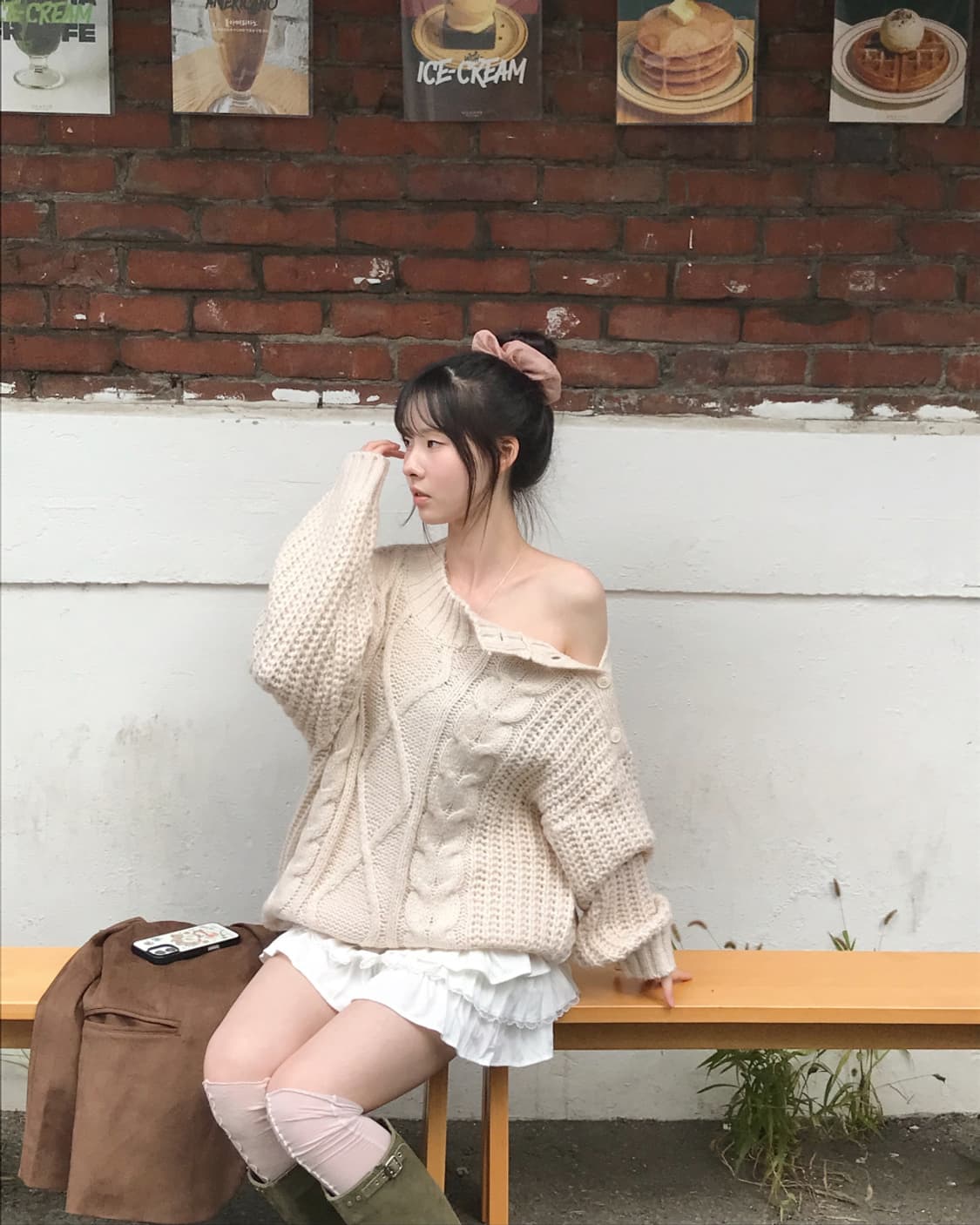 로코 over & side 3 button 루즈 케이블 NT 상품이미지2