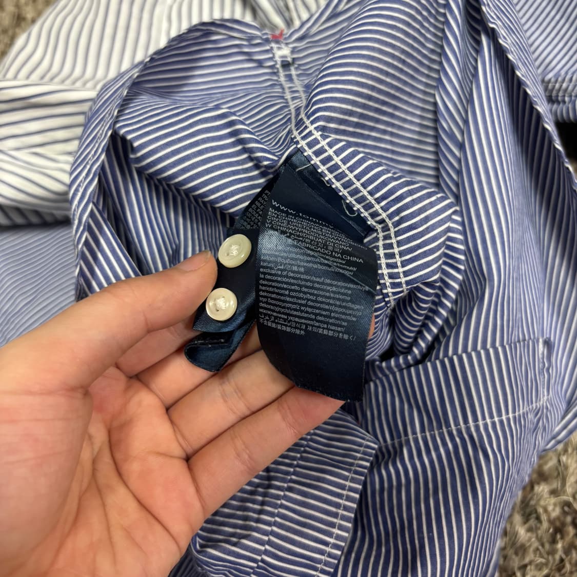 L 타미힐피거 화이트 스트라이프 셔츠 상품이미지5