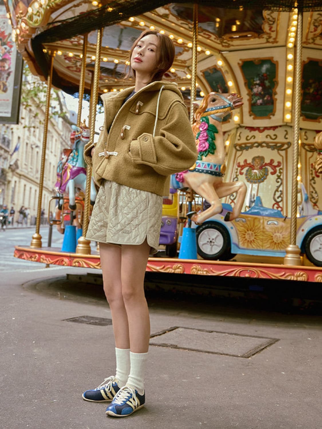 차정원착용:)그로브(GROVE) 크롭 더플 코트-베이지 상품이미지2