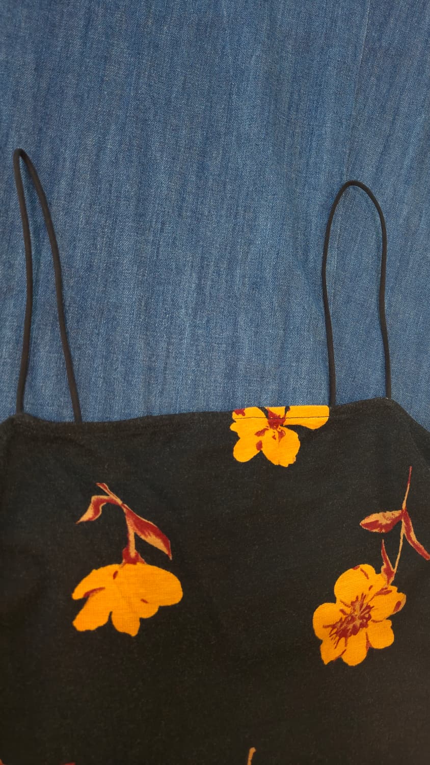 블랙 플라워 나시 미니 원피스 옐로우 꽃무늬 뷔스티에 상품이미지6