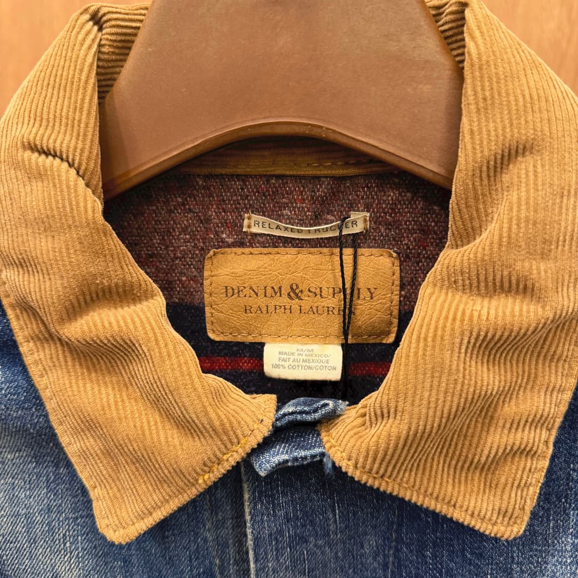 데님 앤 서플라이 데님 자켓 코듀로이 카라 디스트로이드 워싱 디테일 블루 상품이미지7