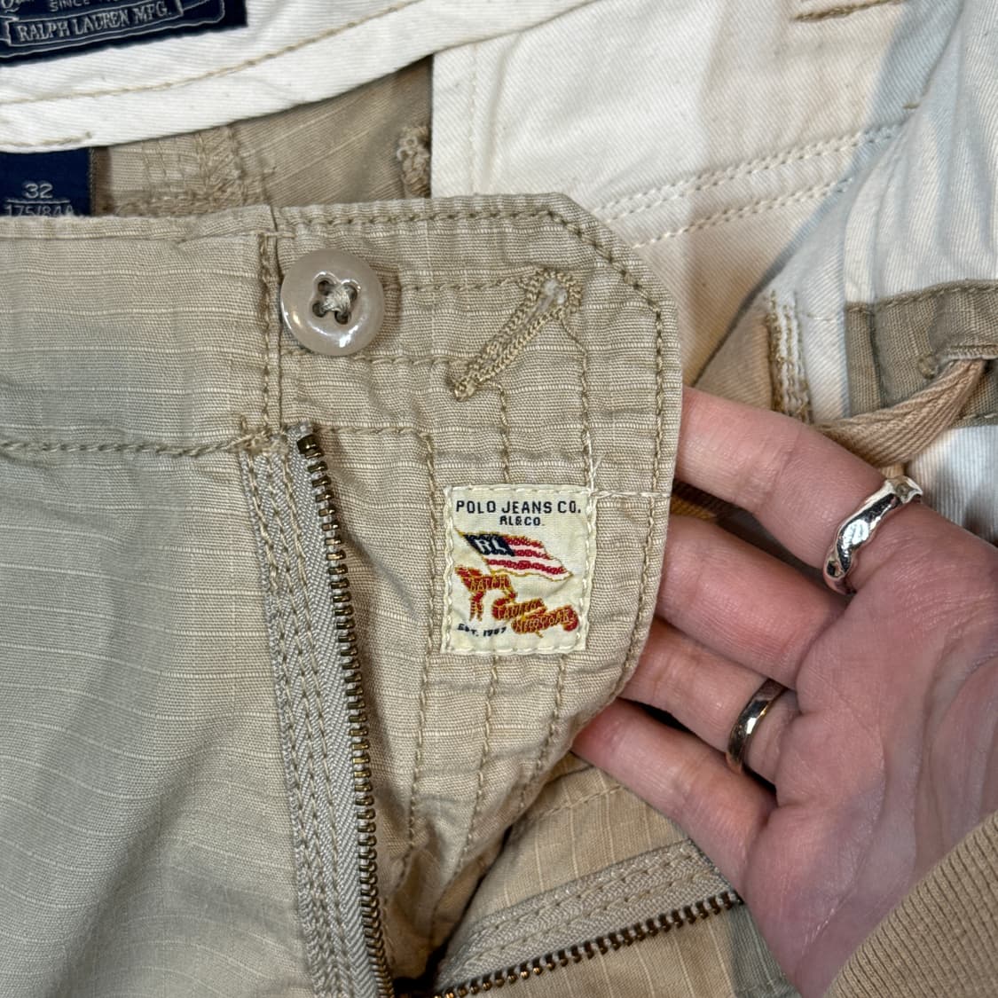 32inch) 폴로 진스 박스로고 카고 버뮤다 반바지 면바지 상품이미지6
