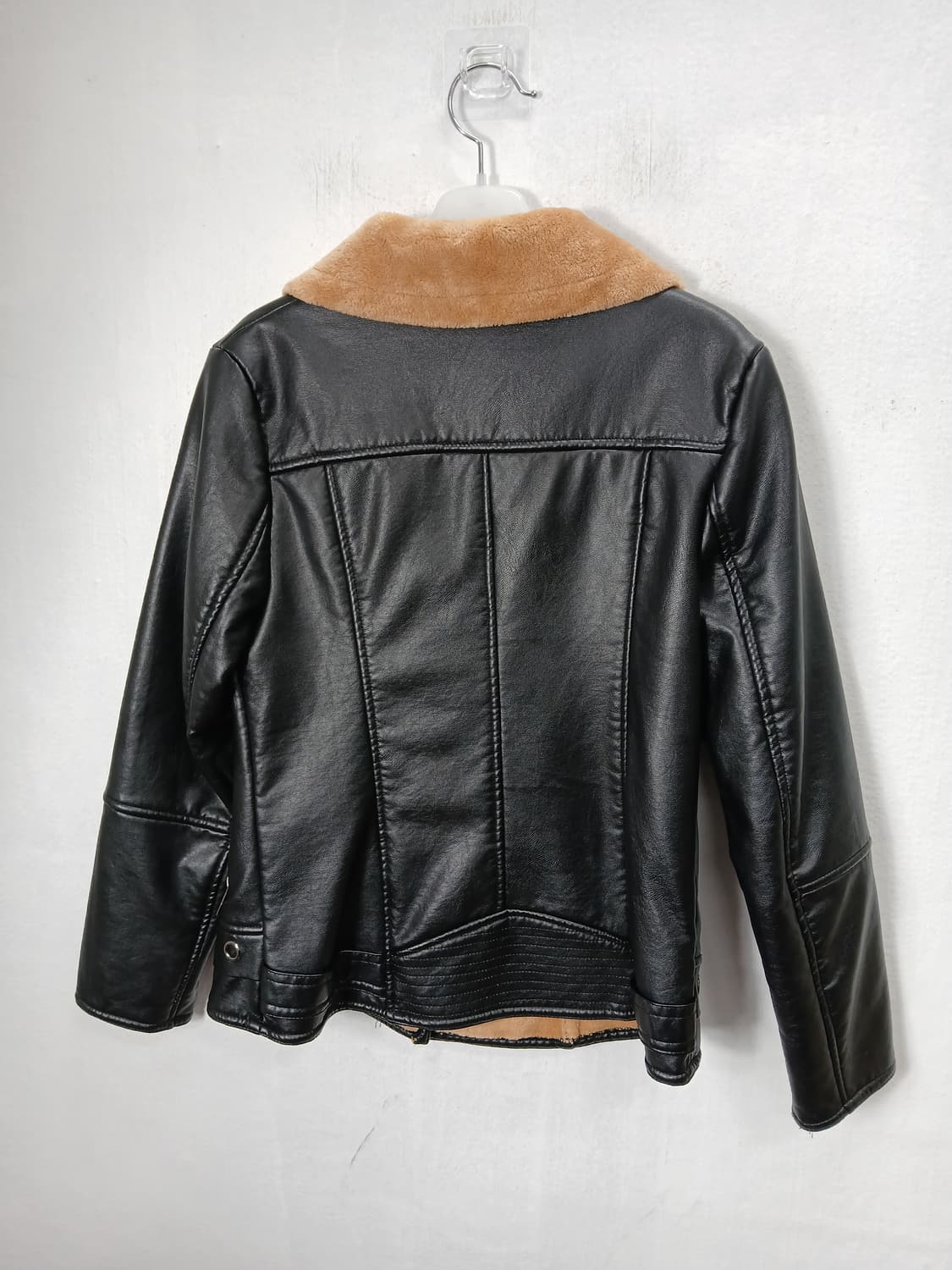 블랙 에코가죽 무스탕 자켓 55 S 새제품 상품이미지5