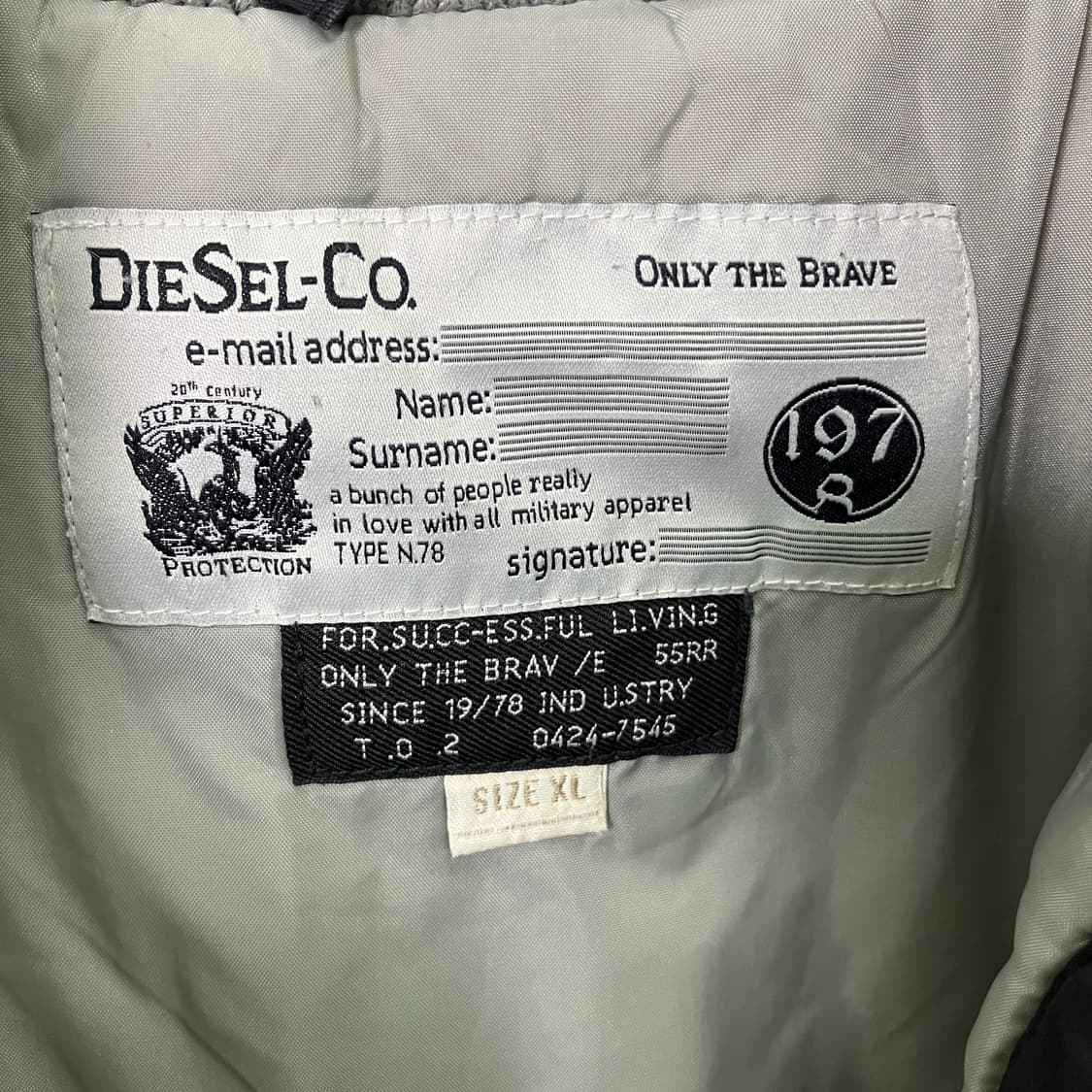 00's 디젤 N2B 밀리터리 플라이트 점퍼 XL 상품이미지3