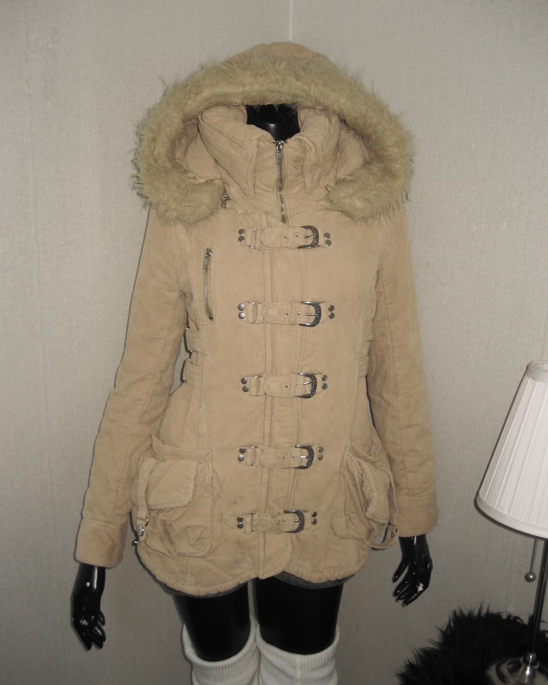 BACKS 코듀로이 하이넥 버클 코트 자켓 y2k 모리걸 상품이미지2