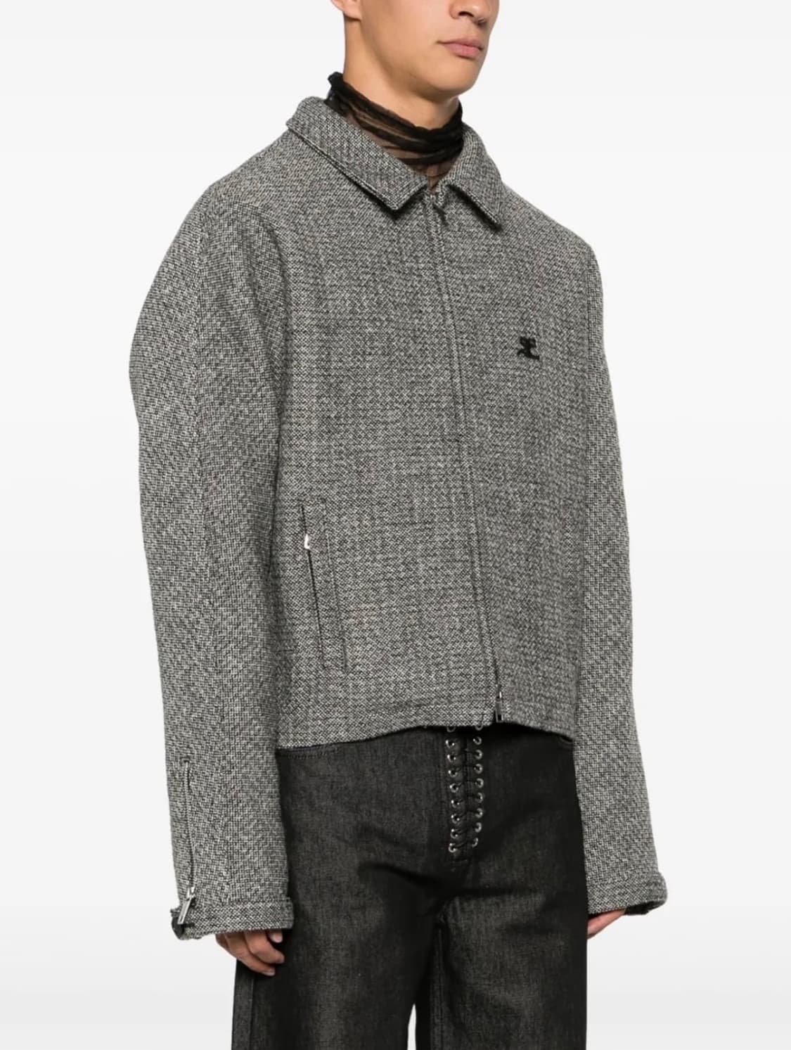 [50] 쿠레쥬 하운드투스 트위드 크롭 자켓 코드쿤스트 착용 상품이미지2