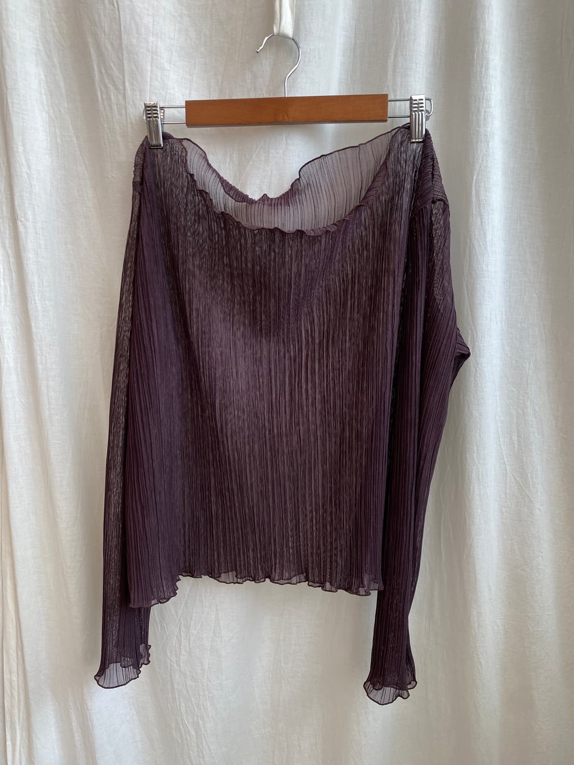 퍼플브라운 시스루 플리츠탑(L-XL) 상품이미지2