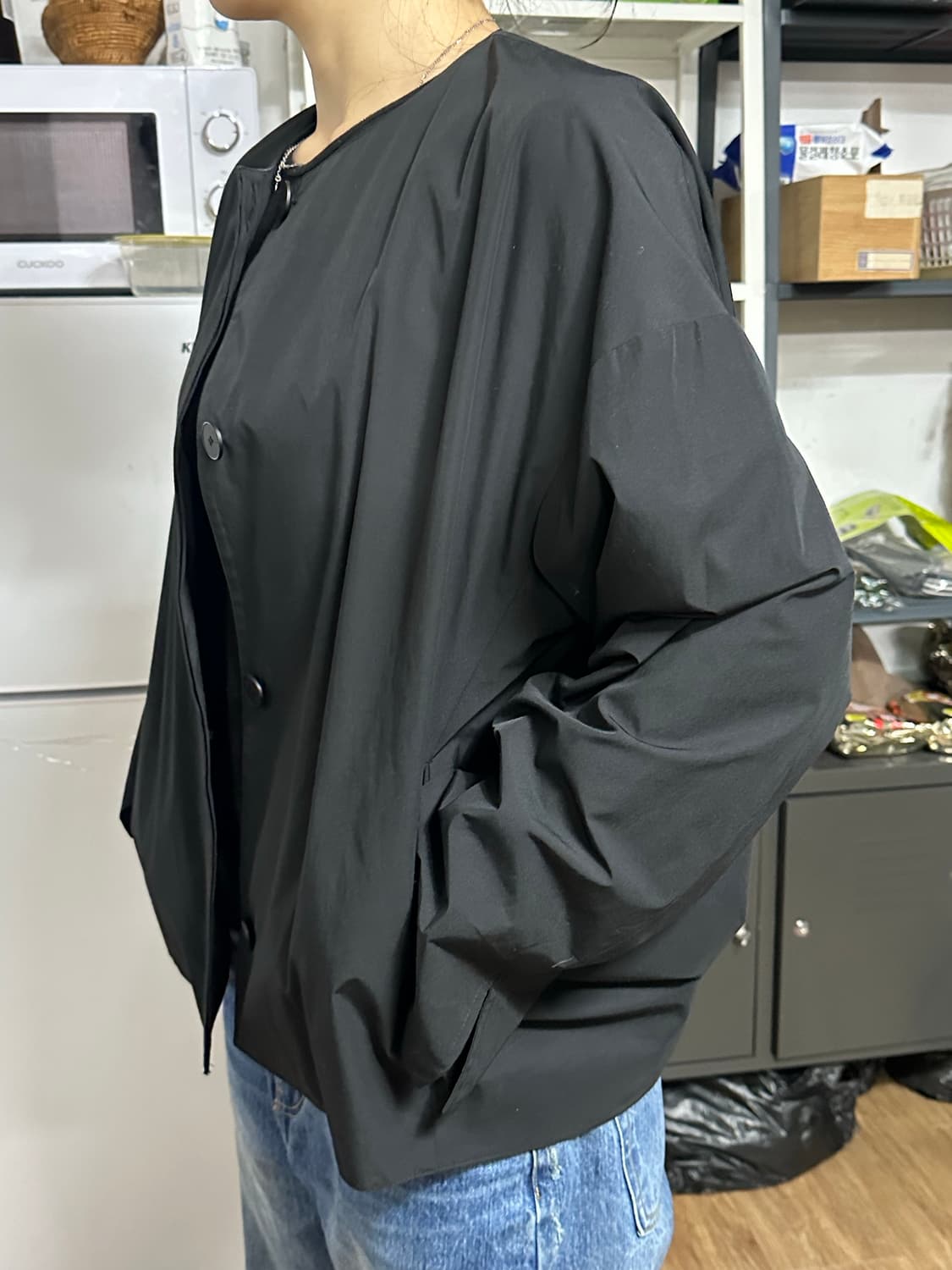 유노이아 노카라 볼륨 자켓 블랙 프리사이즈 상품이미지9