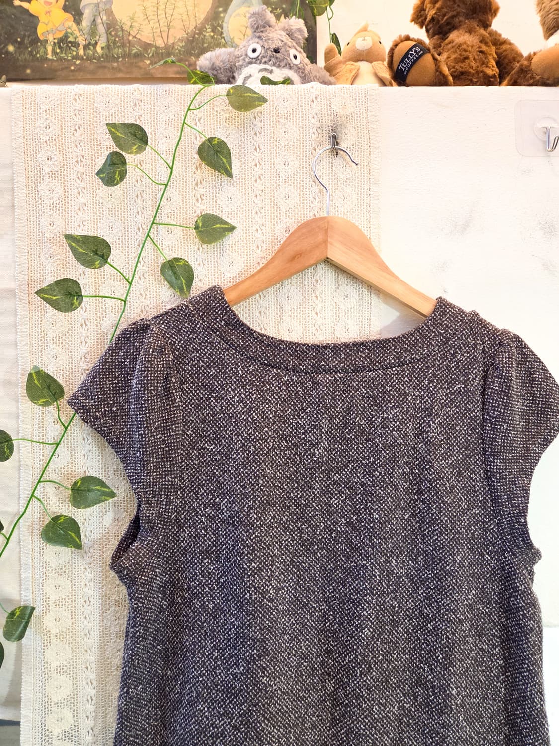 초코브라운 반팔 니트 탑 상품이미지5