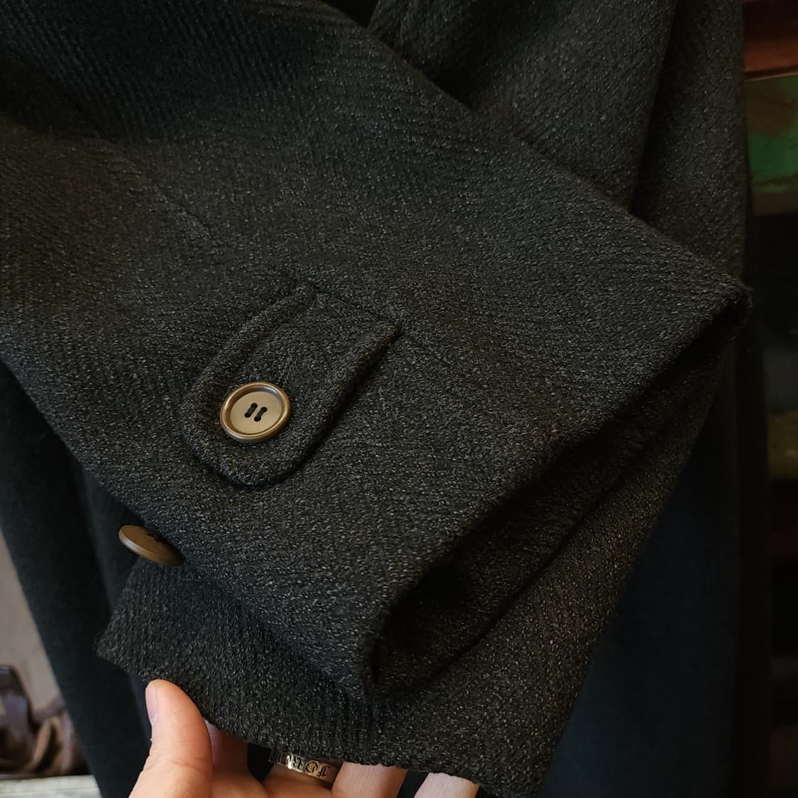 90s 조르지오 아르마니 카코트 헤비울 헤링본 코트 50 상품이미지5