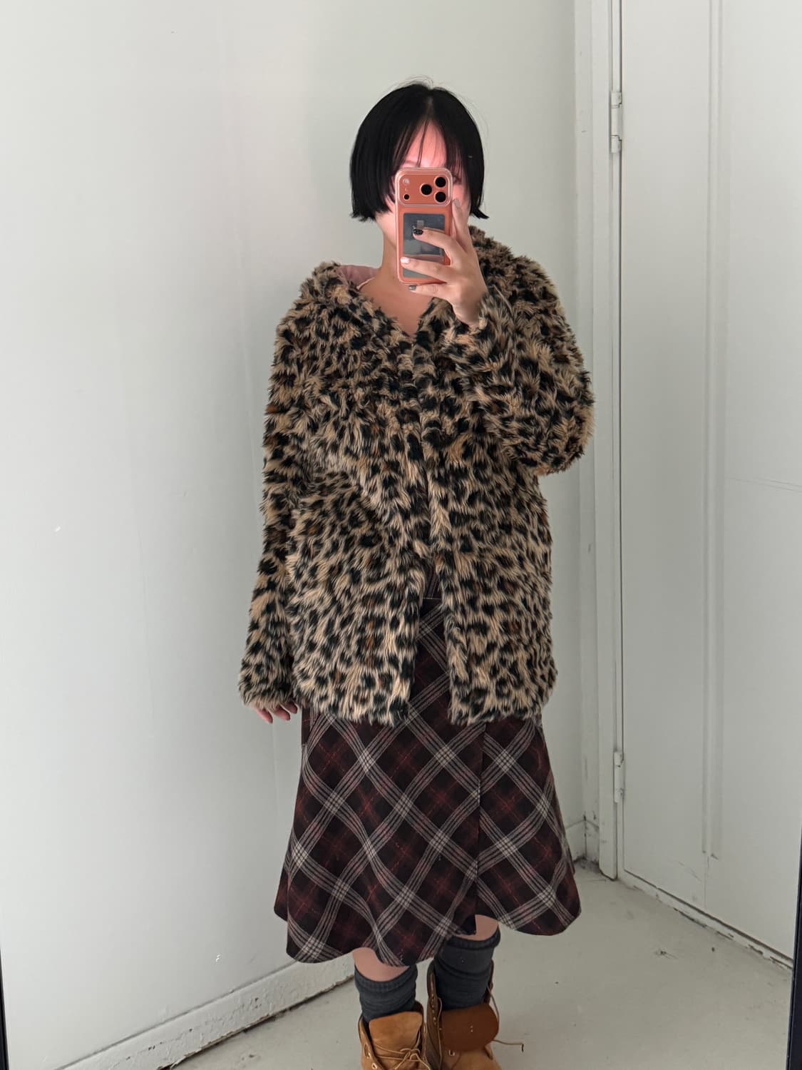 일본빈티지 노바체크 울 언발 미디스커트 상품이미지4