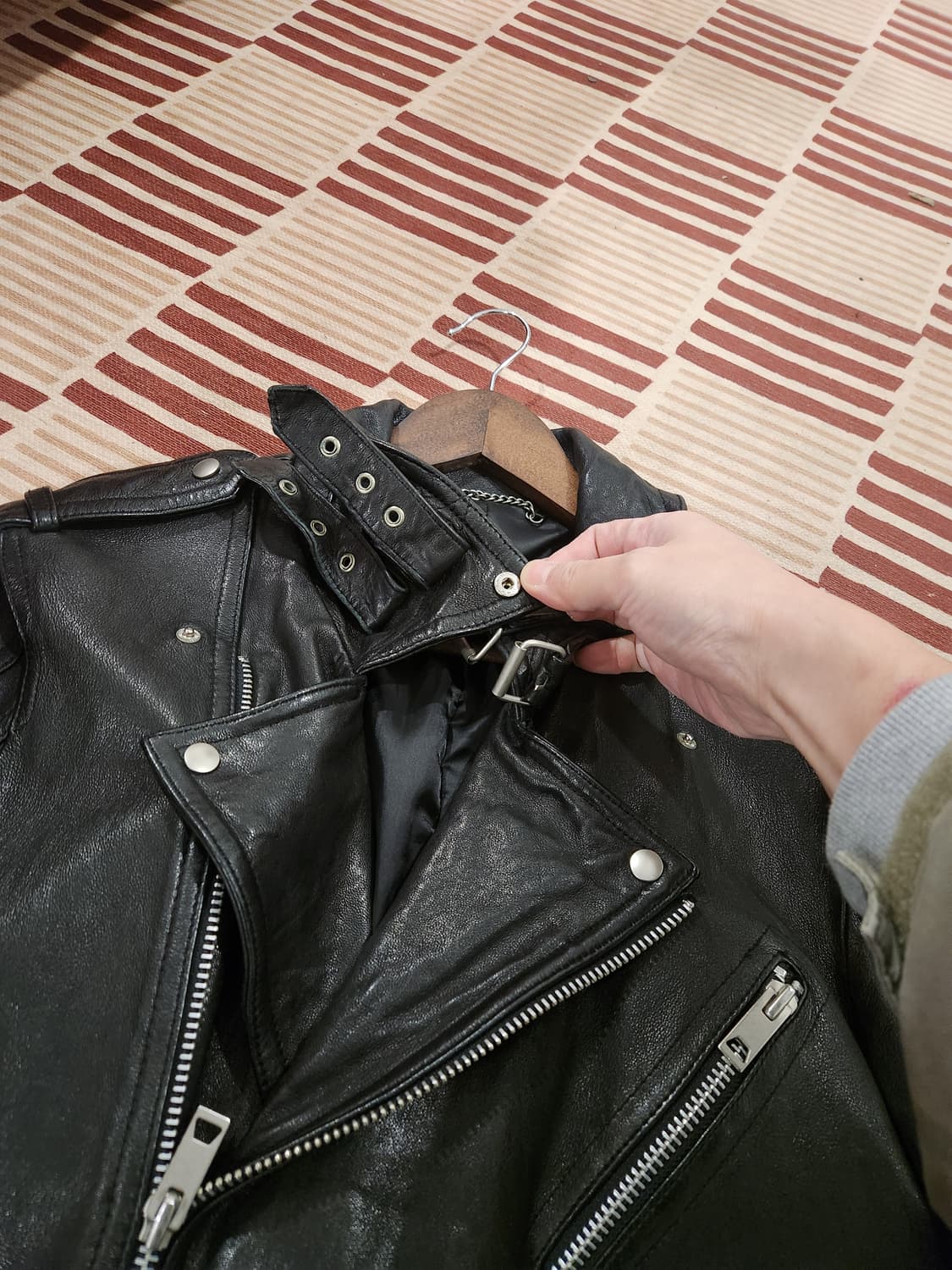 빈티지 램스킨 더블 라이더 가죽자켓 상품이미지2