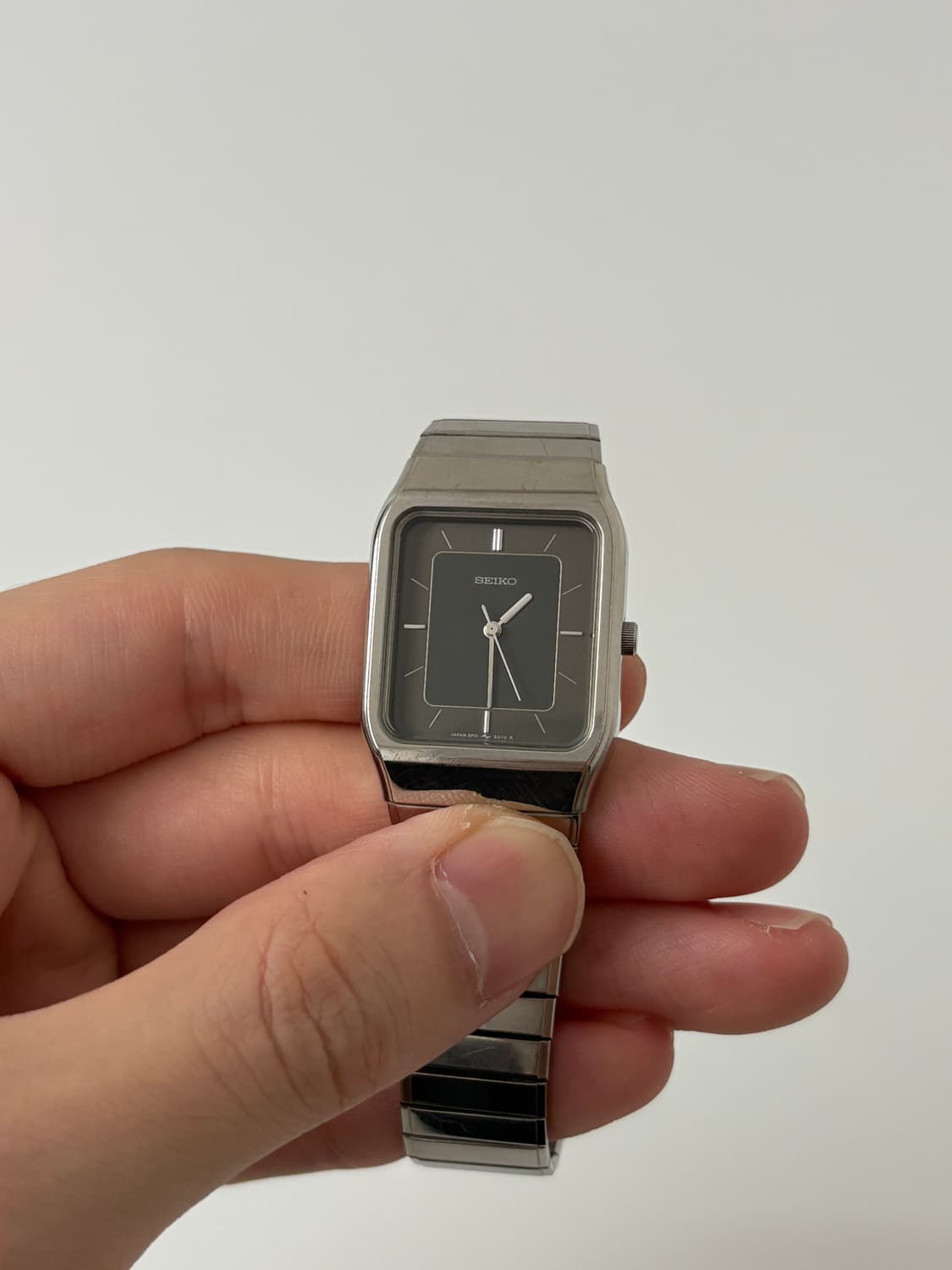 80s black dial silver square quartz 상품이미지1