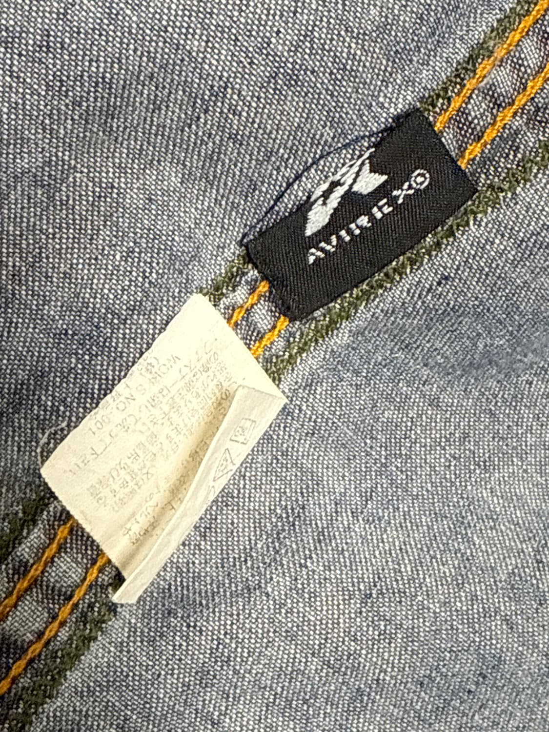 AVIREX 카키색 나일론패치 중청 데님 반팔 셔츠 집업 자켓 상품이미지10