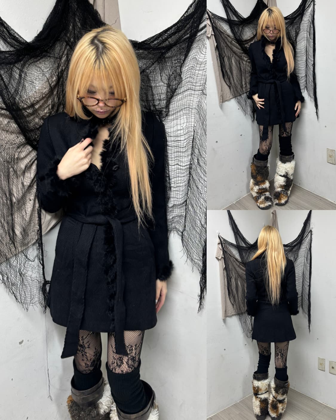 Minimal Design Fur&Button Detail Coat  상품이미지1