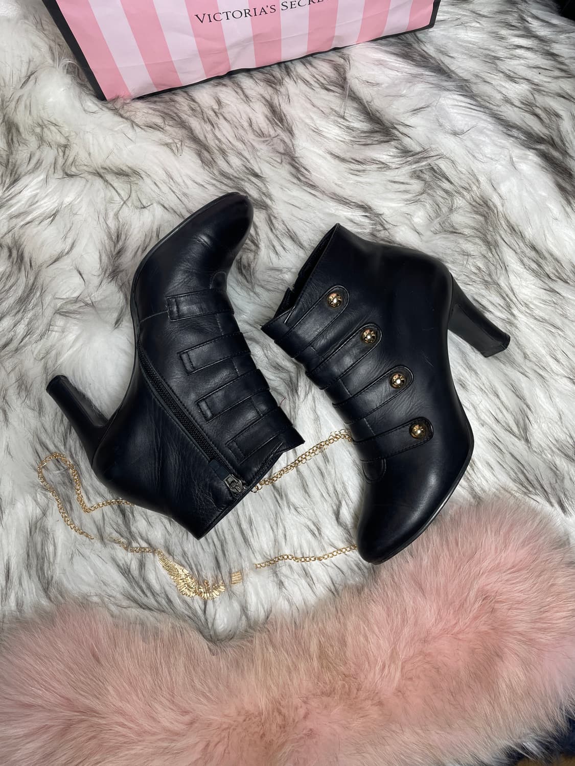 GO CCE 골드 버튼 앵클 부츠 힐 구두 상품이미지2