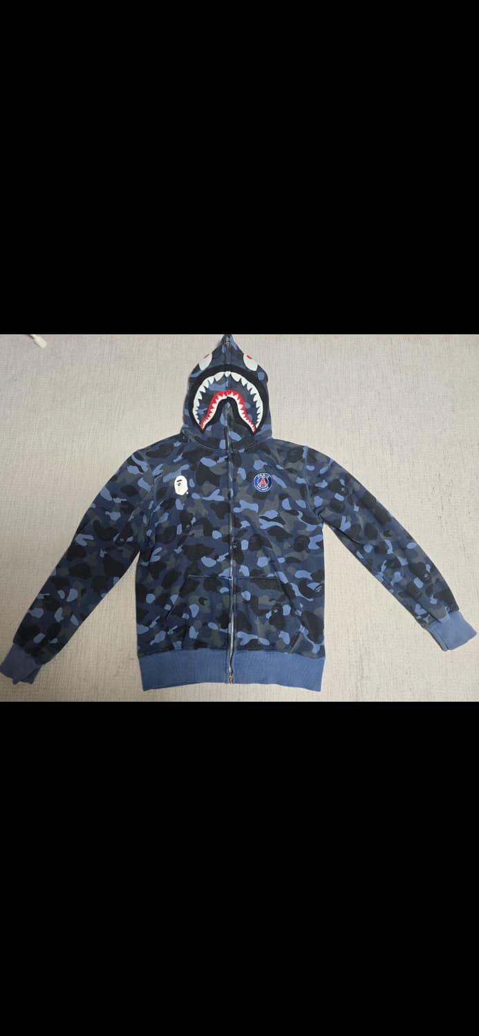 베이프 x PSG 샤크 후드집업 블루 카모 XXL 상품이미지1