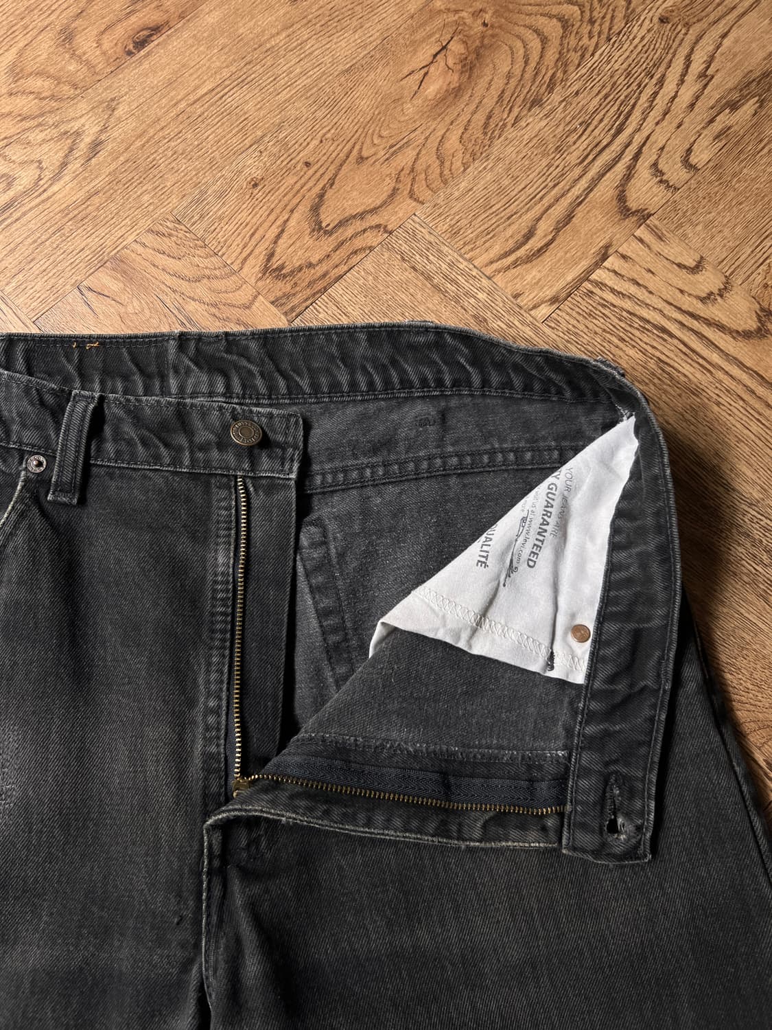[36]90's 리바이스 516 캐나다제 빈티지 워싱 흑청 데님 팬츠 상품이미지3