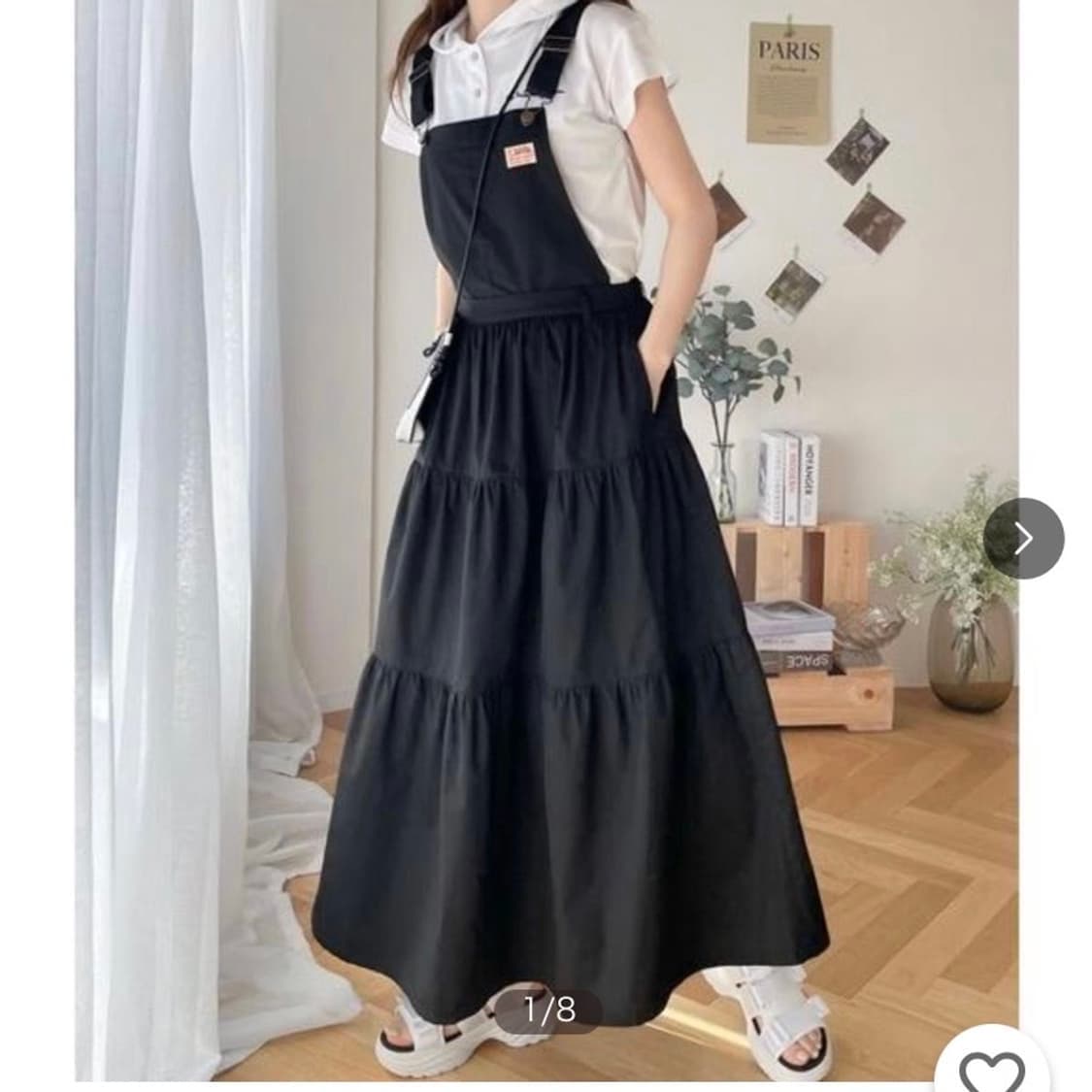 JAVA 여성 블랙 멜빵 롱 원피스 상품이미지8