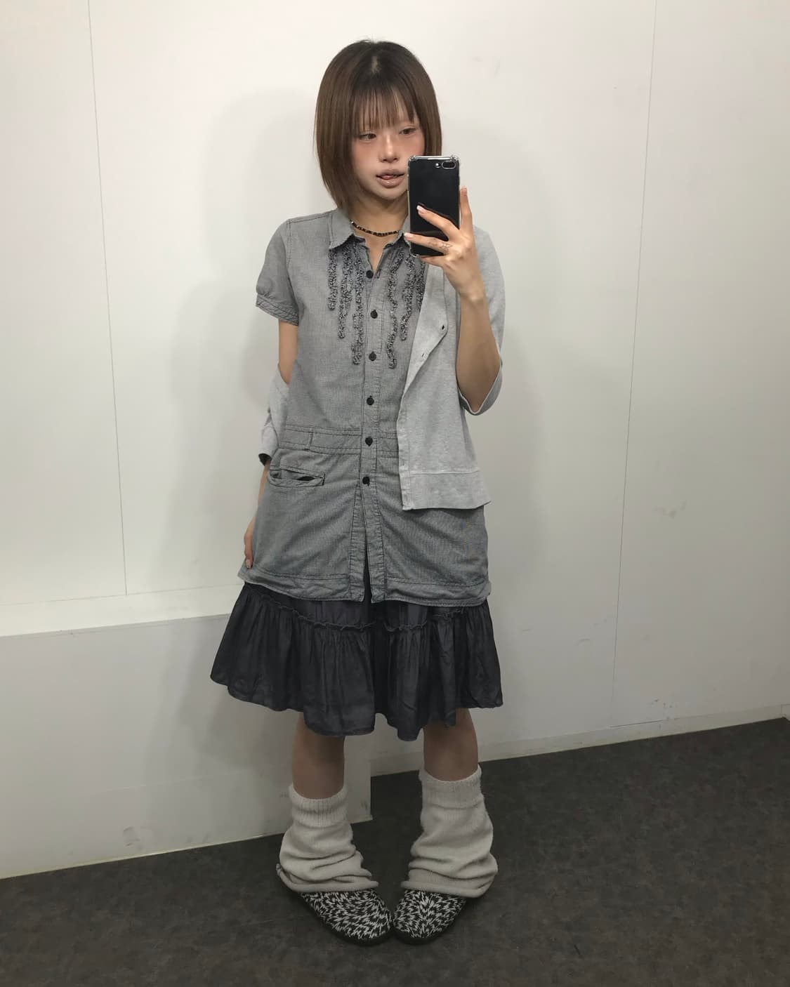 𖤐 그레이 프릴 모리걸set𖤐 상품이미지2