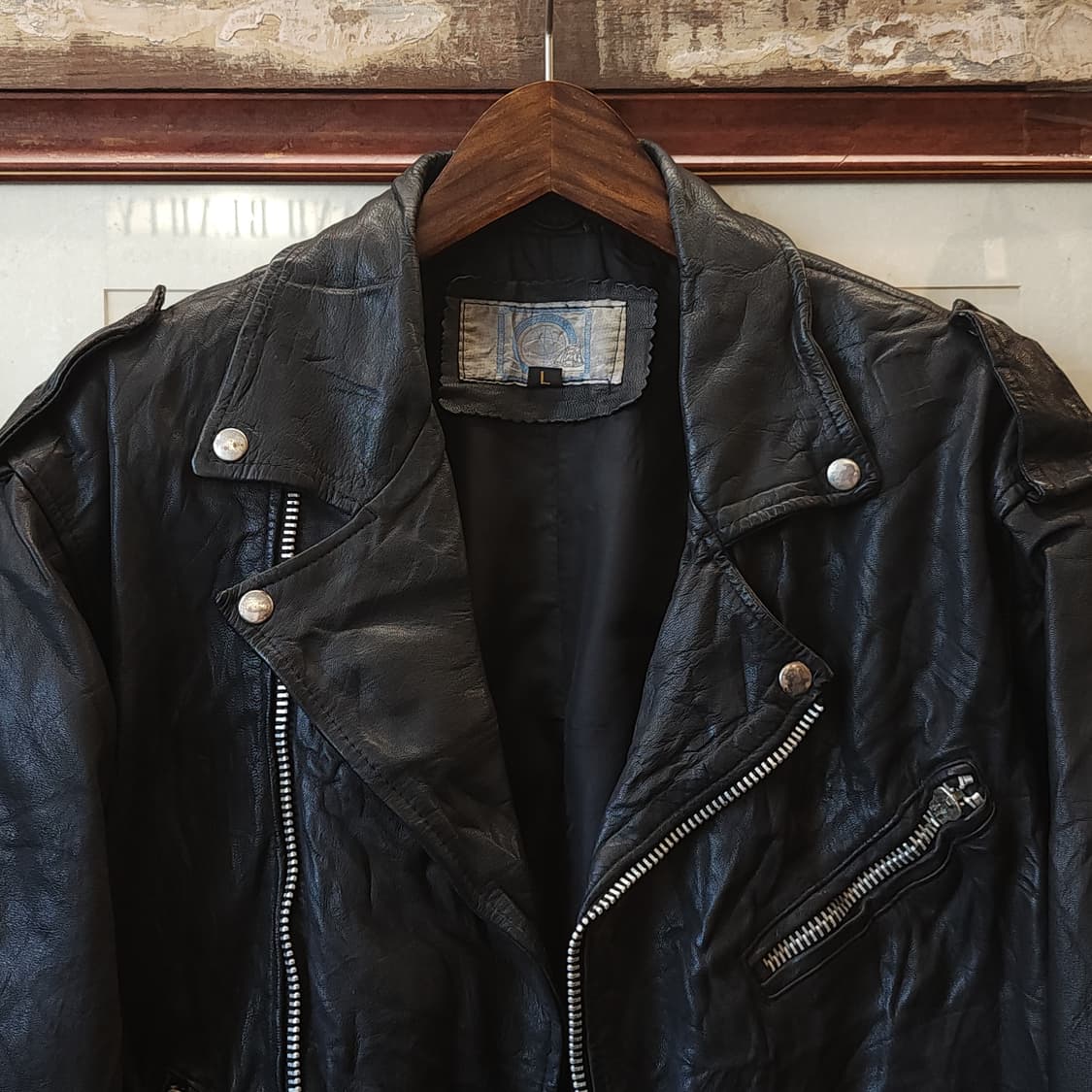 90s 빈티지 가죽자켓 브로큰 바이커 레더자켓 라이더자켓 L 상품이미지4